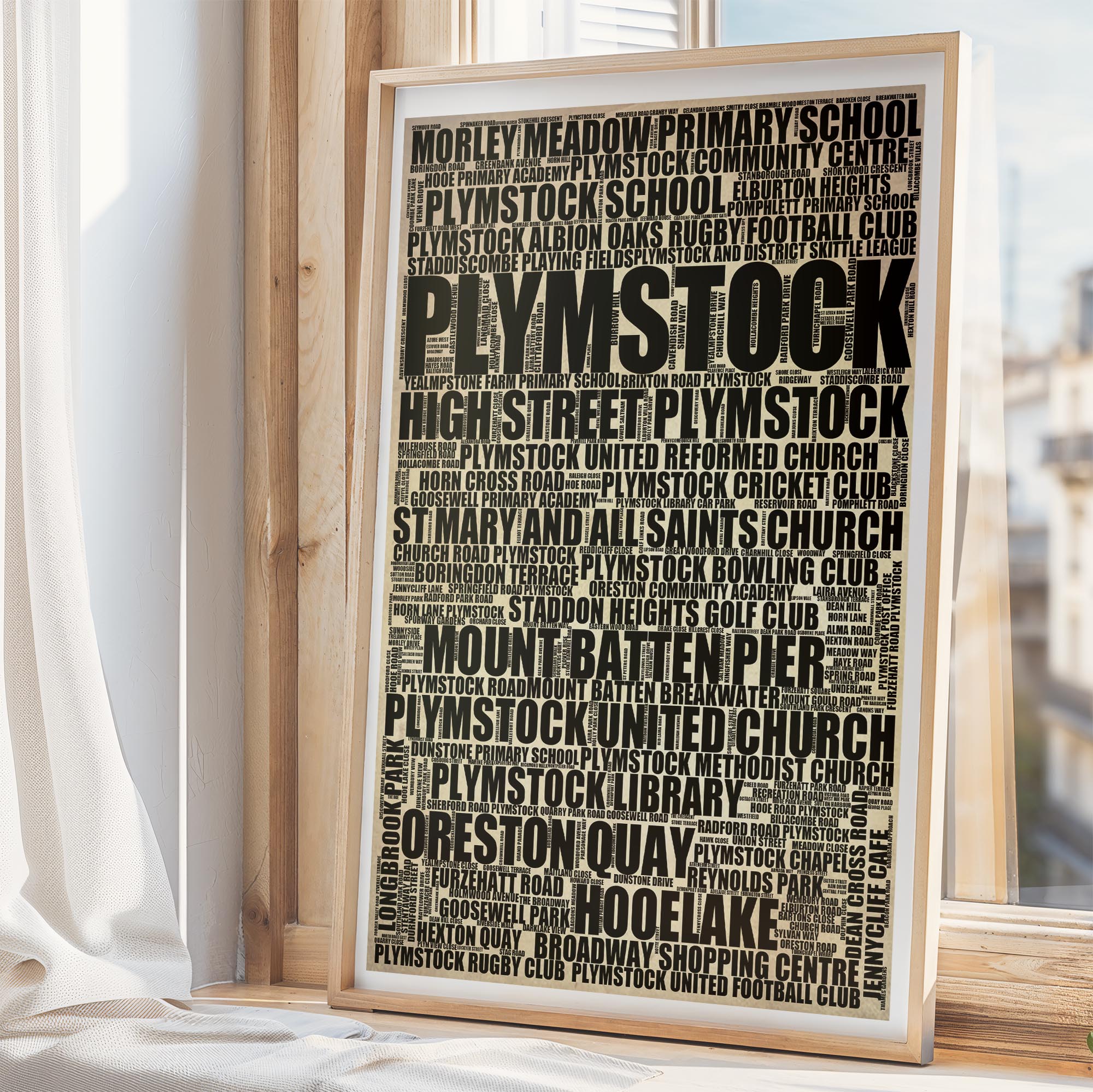 Plymstock - Premium Typographic Word Cloud Prints, Posters & Gifts