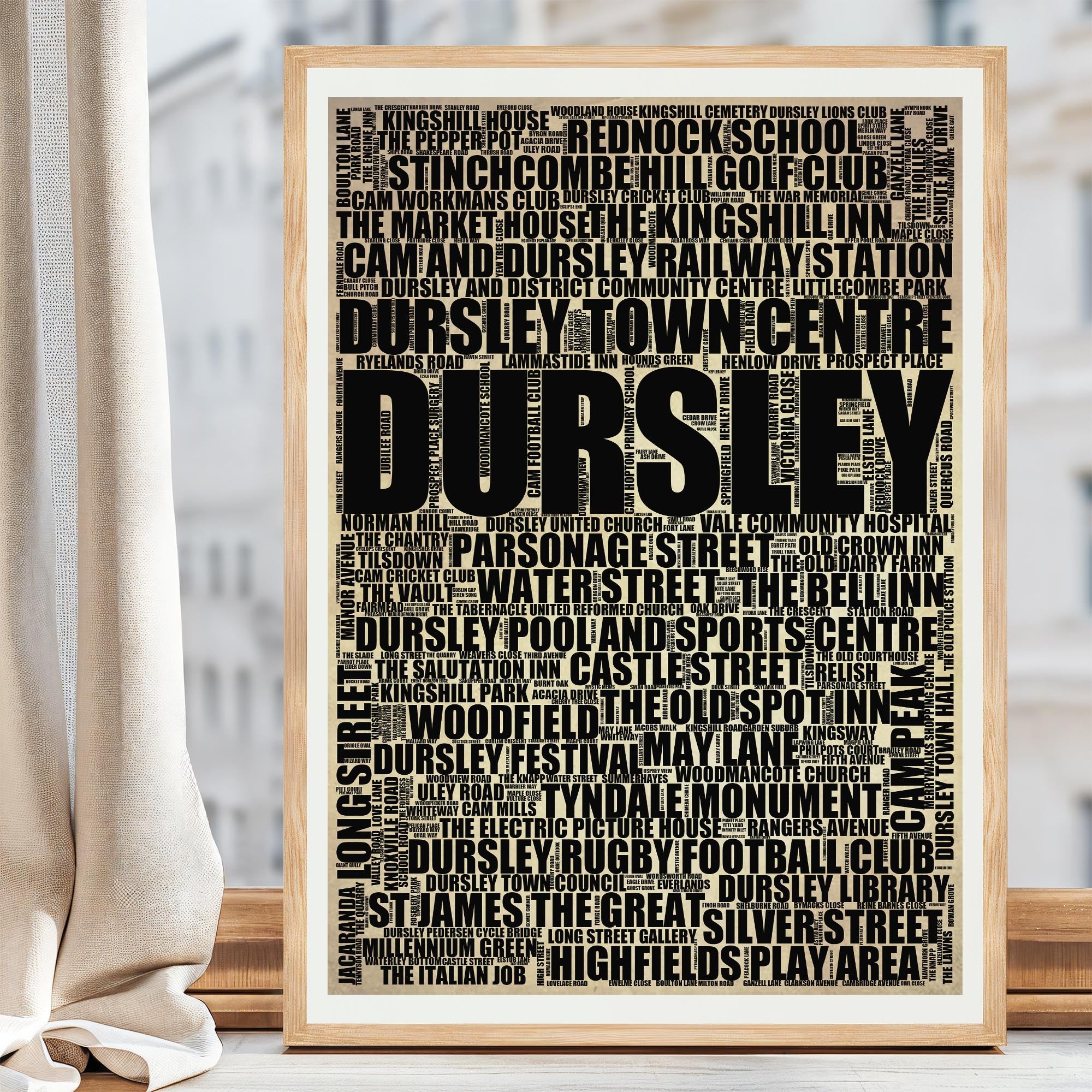 Dursley - Premium Typographic Word Cloud Prints, Posters & Gifts