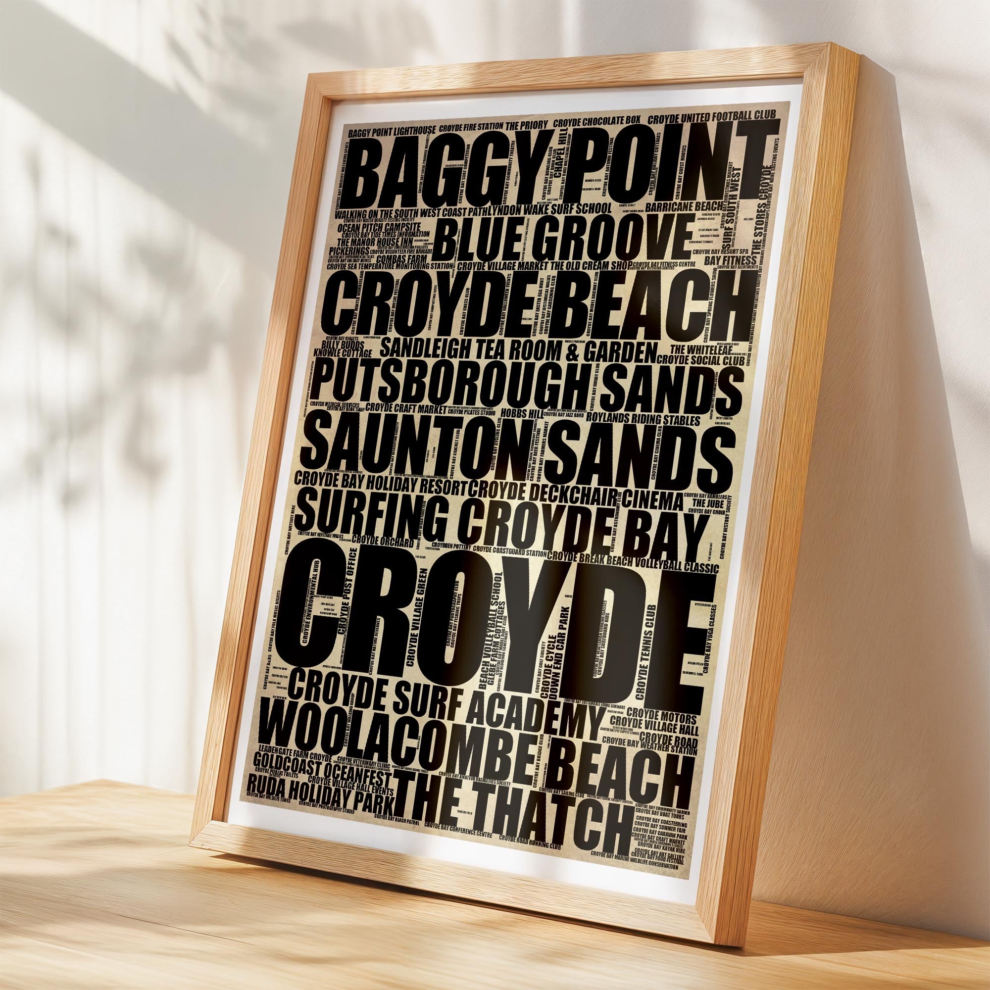 Croyde - Premium Typographic Word Cloud Prints, Posters & Gifts