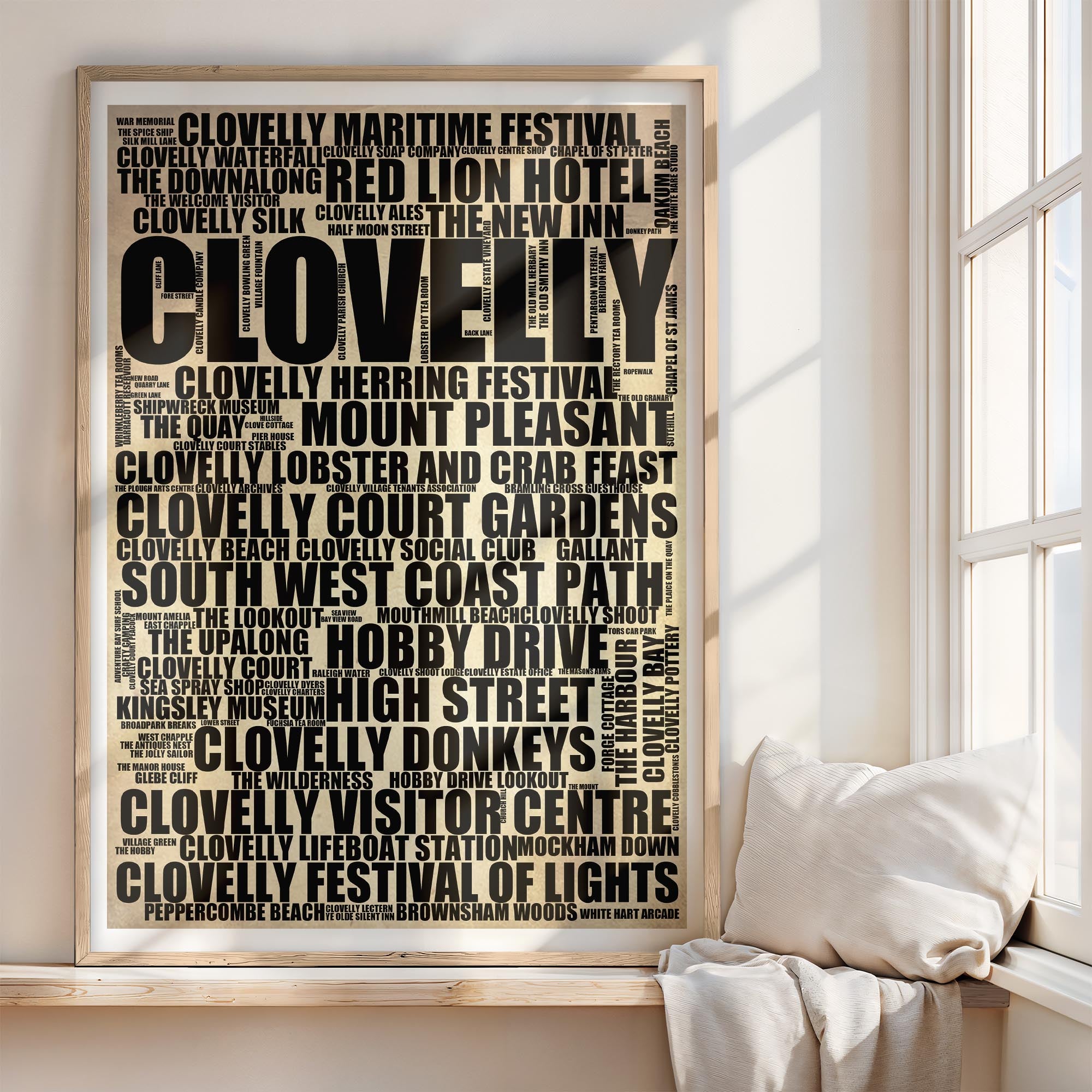 Clovelly - Premium Typographic Word Cloud Prints, Posters & Gifts