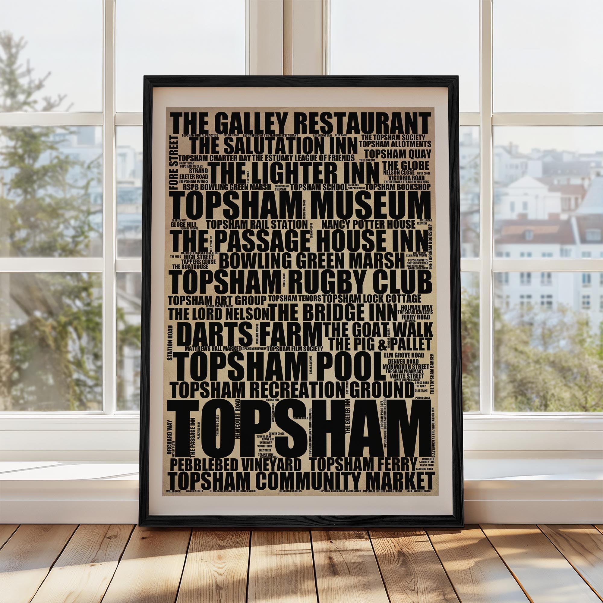 Topsham - Premium Typographic Word Cloud Prints, Posters & Gifts