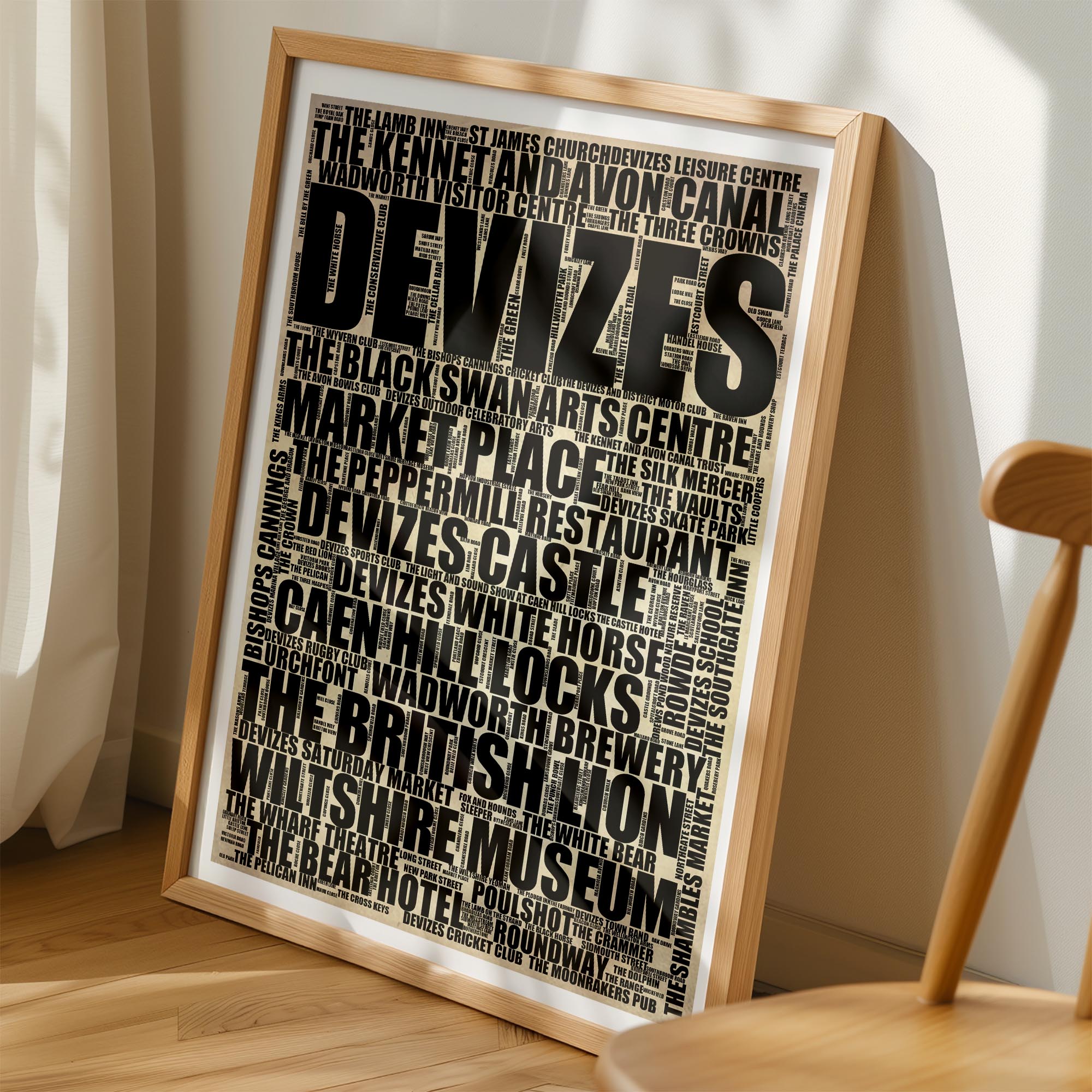 Devizes - Premium Typographic Word Cloud Prints, Posters & Gifts