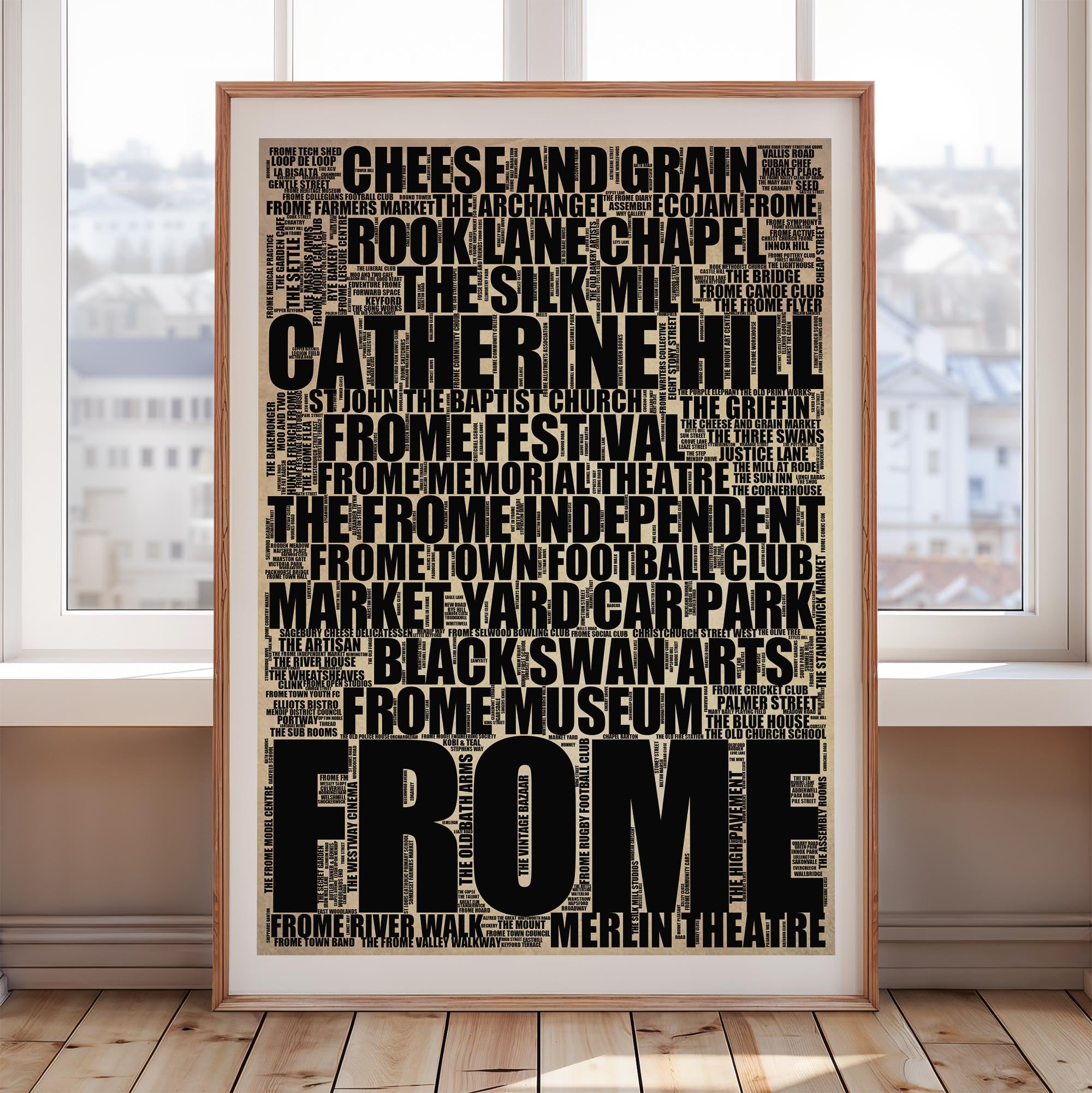 Frome - Premium Typographic Word Cloud Prints, Posters & Gifts