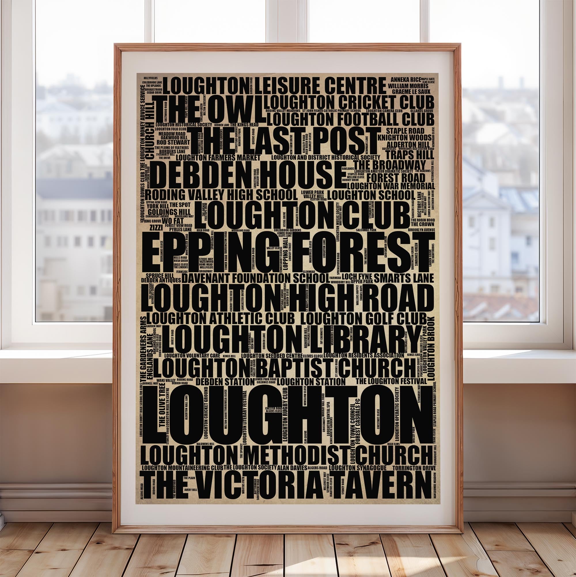 Loughton - Premium Typographic Word Cloud Prints, Posters & Gifts