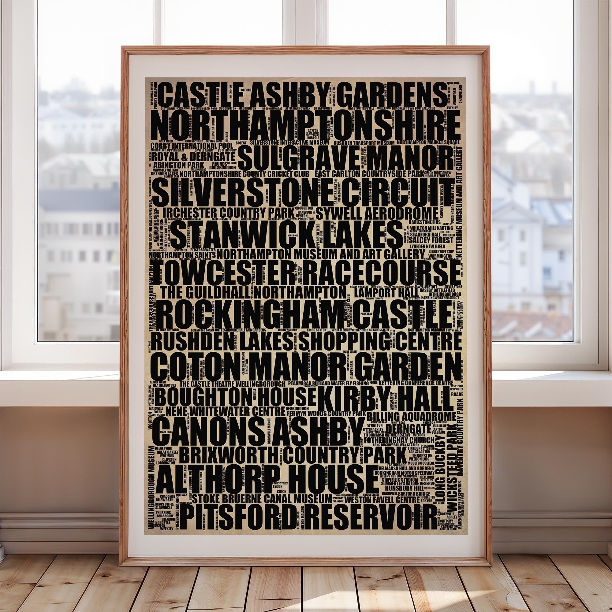 Northamptonshire - Premium Typographic Word Cloud Prints, Posters & Gifts