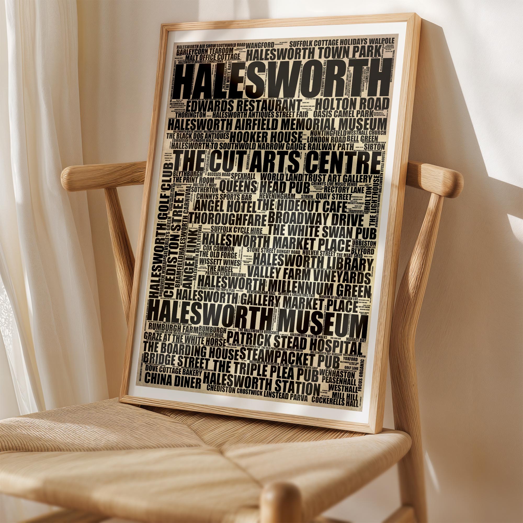 Halesworth - Premium Typographic Word Cloud Prints, Posters & Gifts