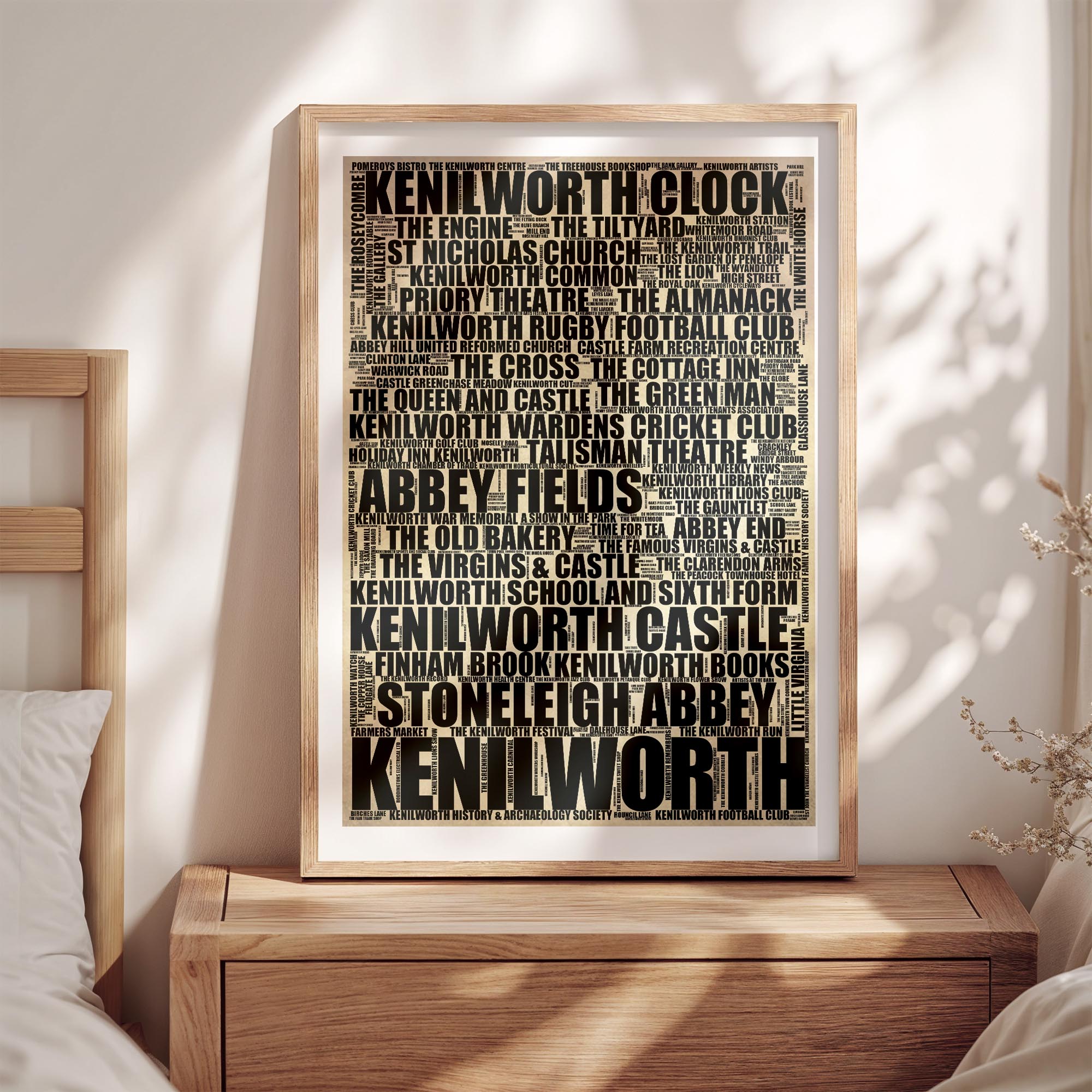 Kenilworth - Premium Typographic Word Cloud Prints, Posters & Gifts