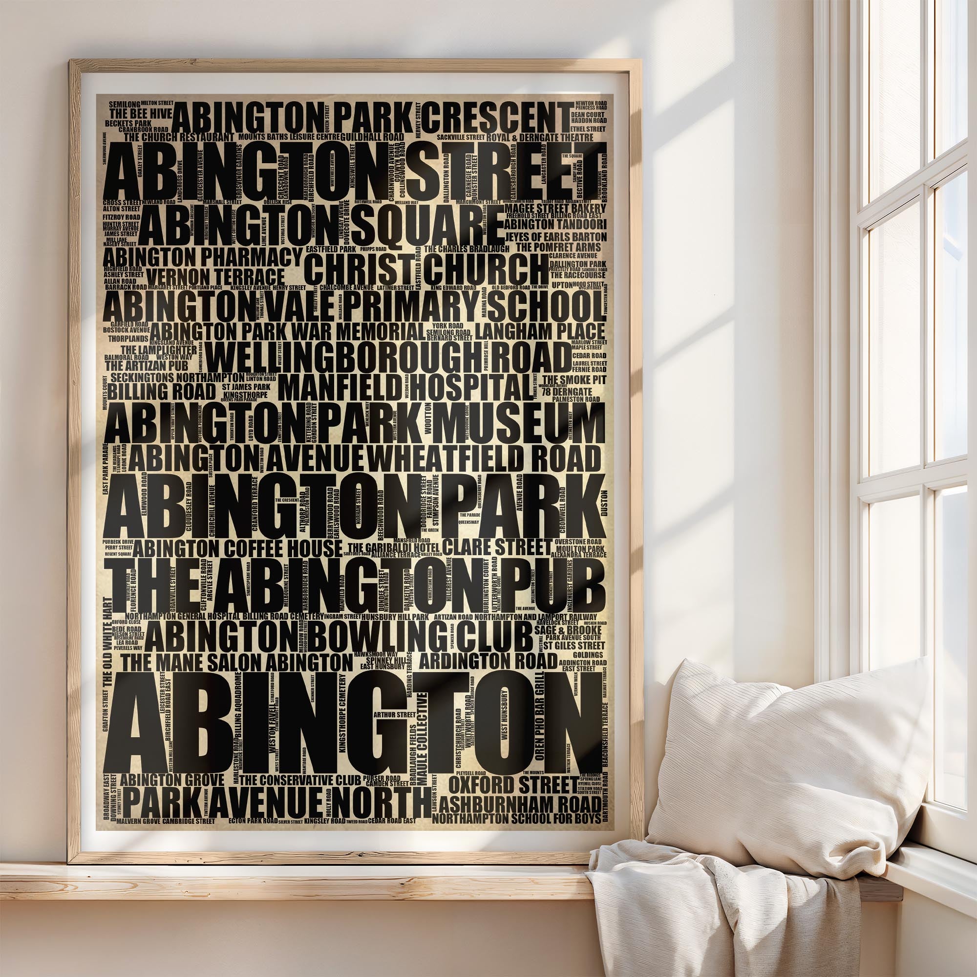 Abington - Premium Typographic Word Cloud Prints, Posters & Gifts