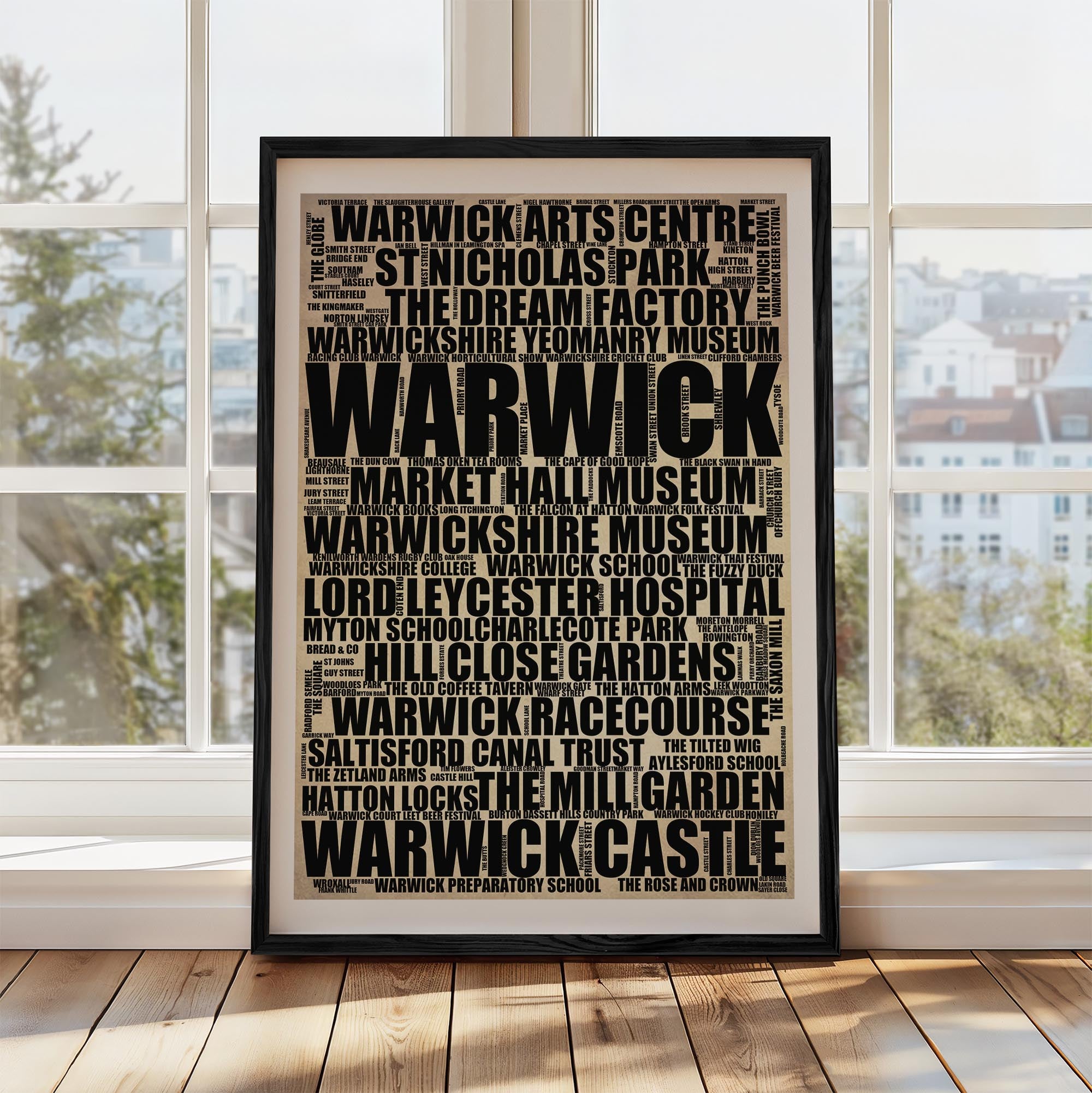 Warwick - Premium Typographic Word Cloud Prints, Posters & Gifts