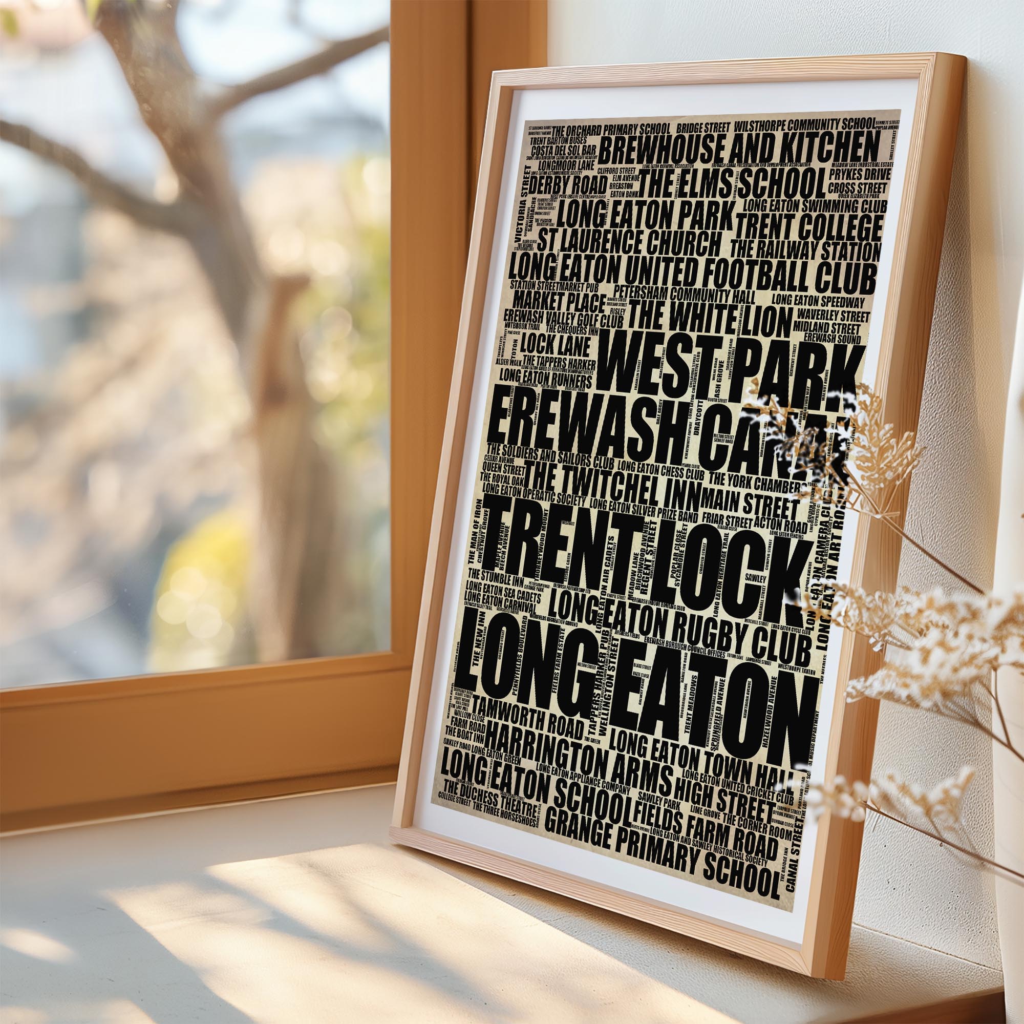 Long Eaton - Premium Typographic Word Cloud Prints, Posters & Gifts