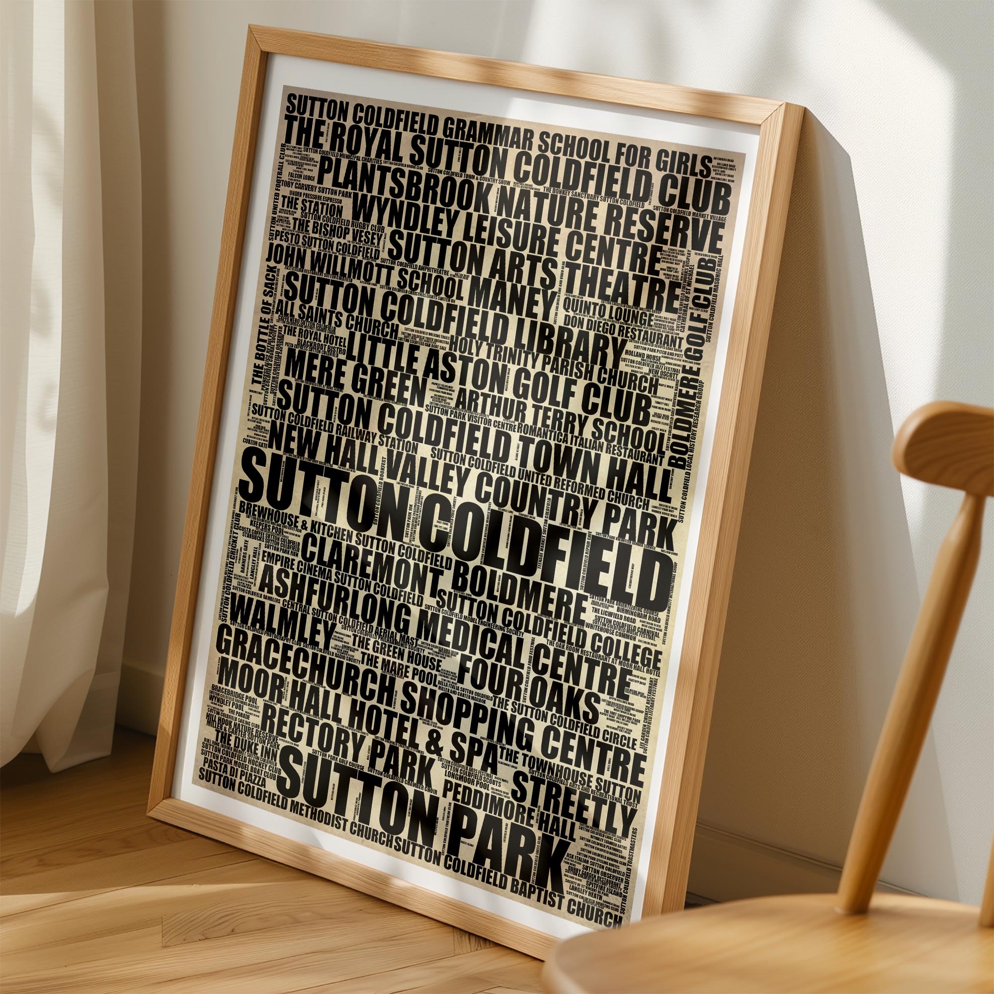 Sutton Coldfield - Premium Typographic Word Cloud Prints, Posters & Gifts