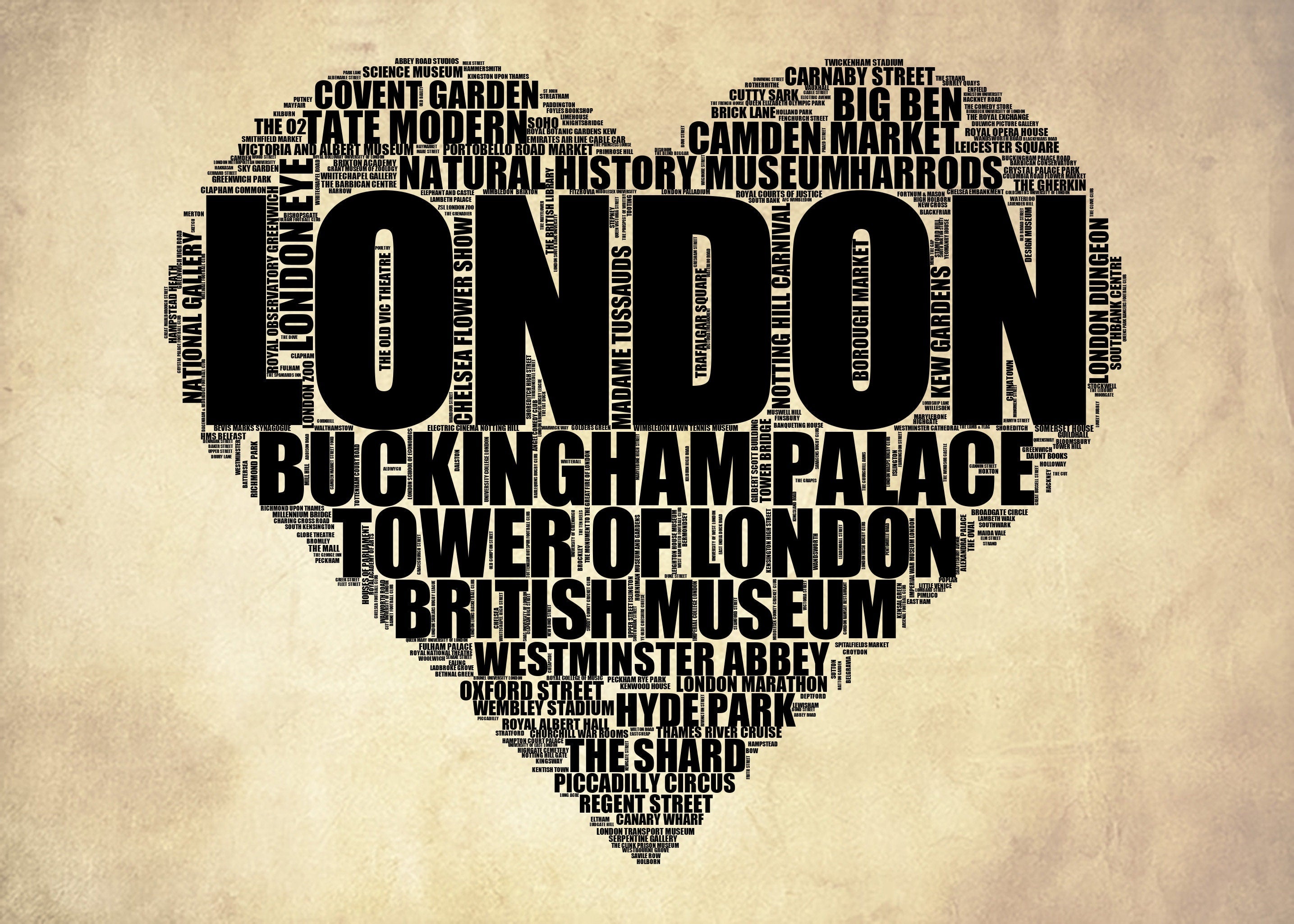 London - Premium Typographic Word Cloud Prints, Posters & Gifts