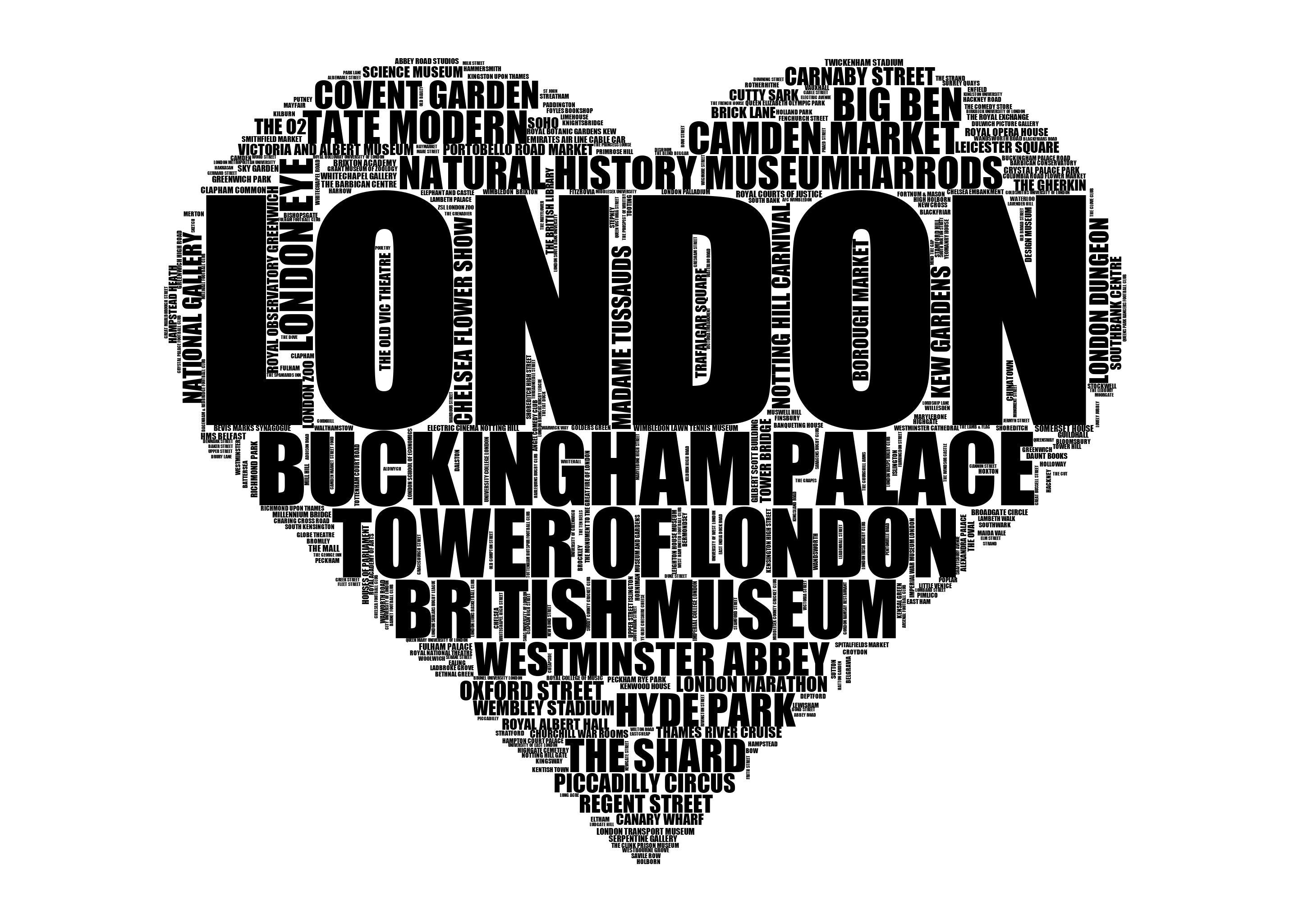 London - Premium Typographic Word Cloud Prints, Posters & Gifts