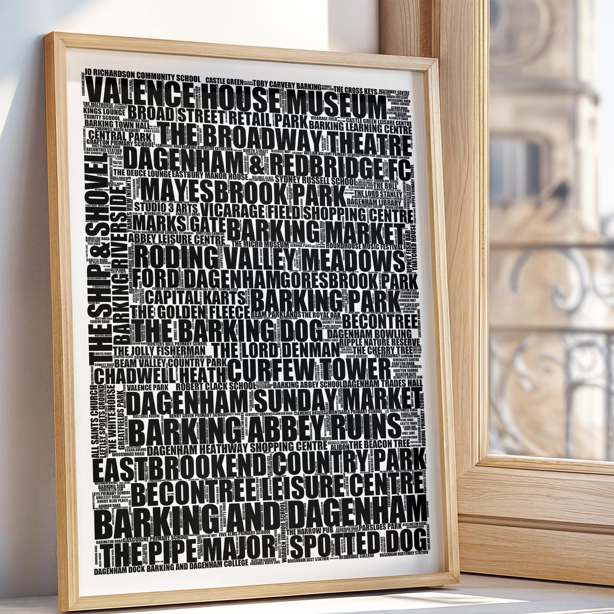 Barking and Dagenham - Premium Typographic Word Cloud Prints, Posters & Gifts