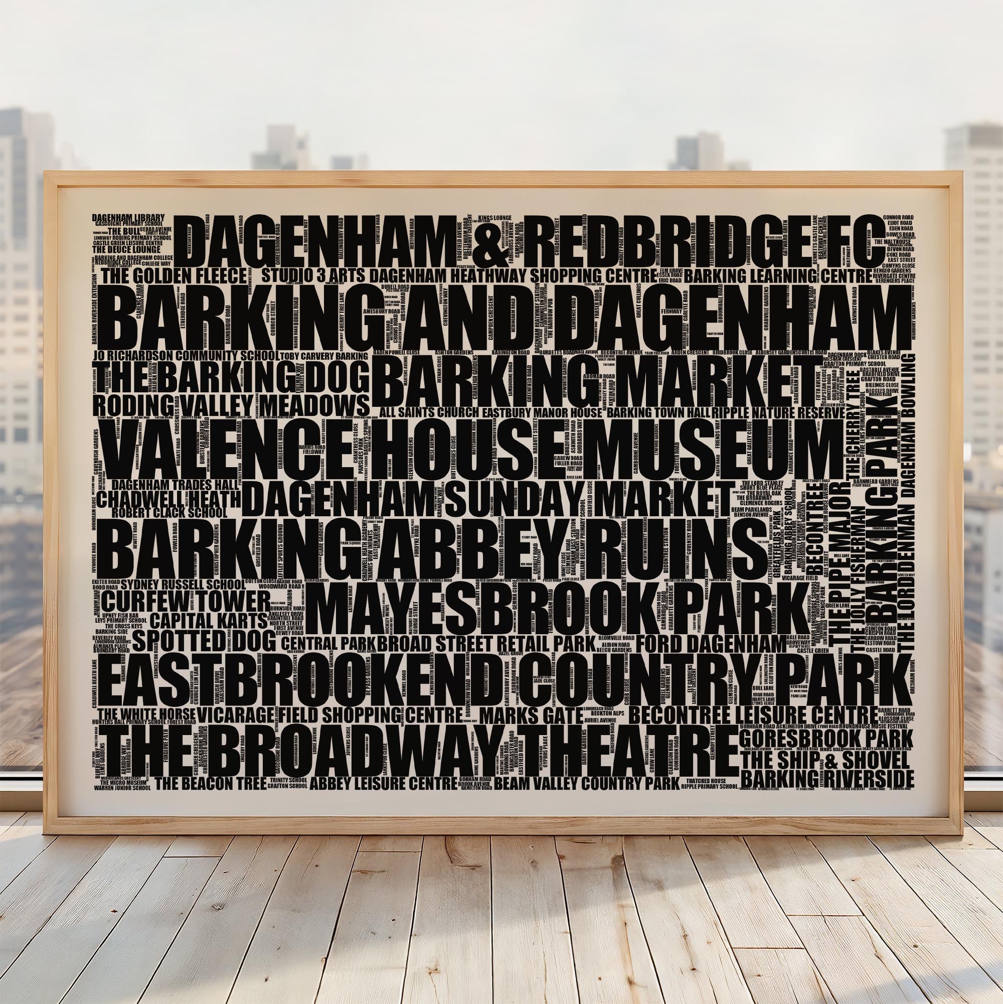 Barking and Dagenham - Premium Typographic Word Cloud Prints, Posters & Gifts