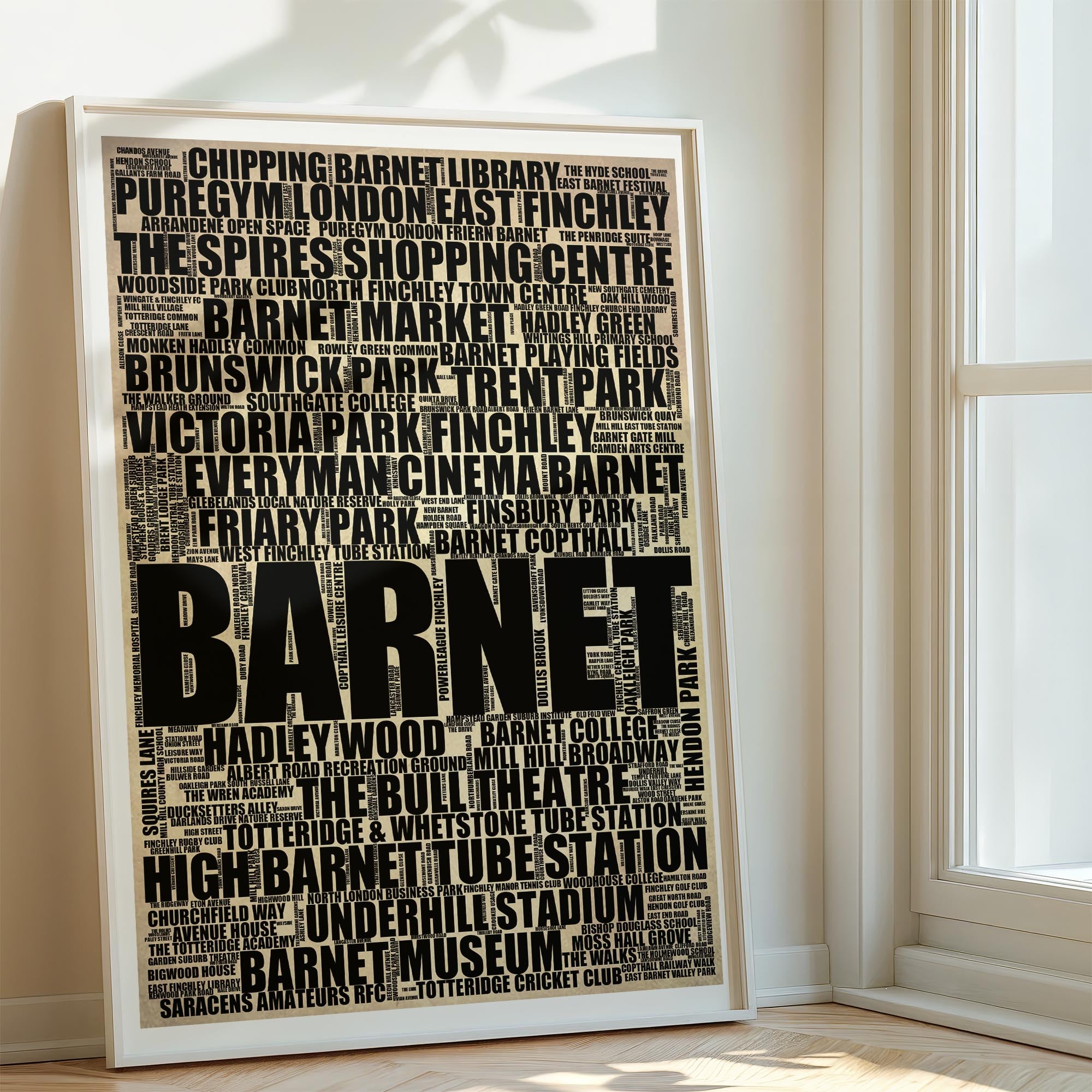 Barnet - Premium Typographic Word Cloud Prints, Posters & Gifts