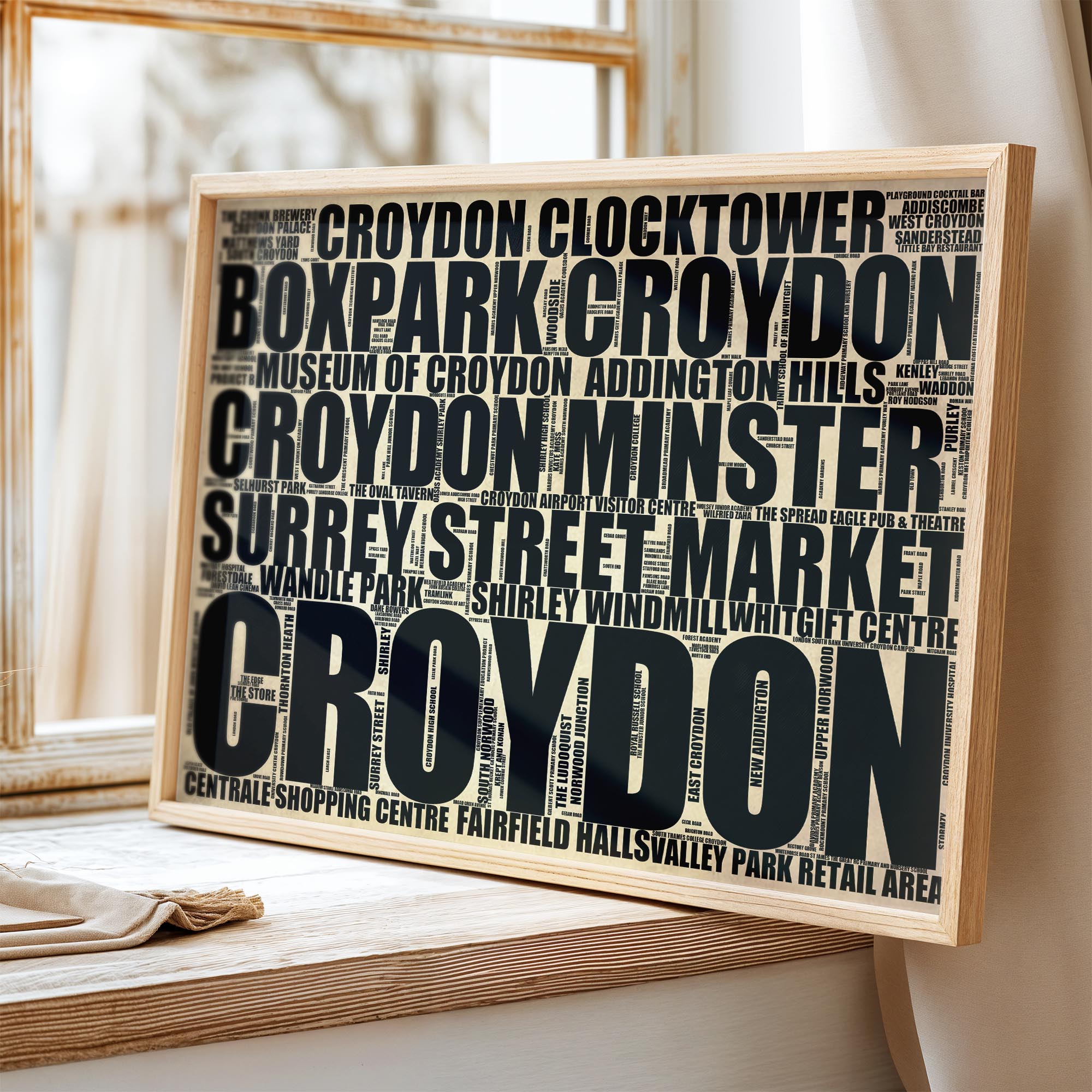 Croydon - Premium Typographic Word Cloud Prints, Posters & Gifts
