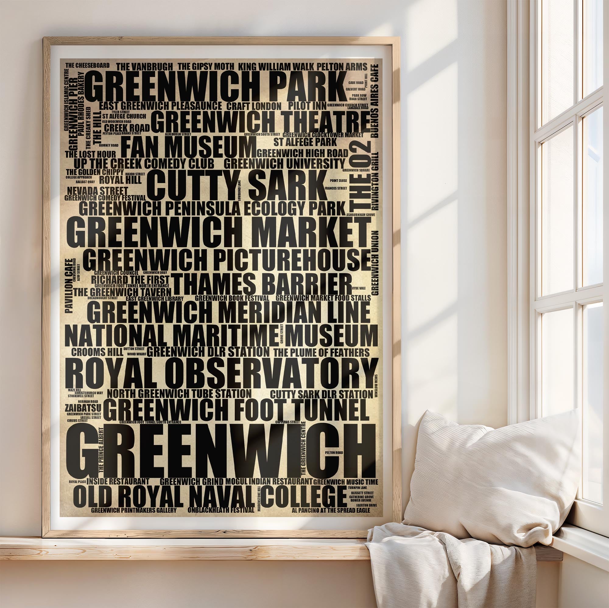 Greenwich - Premium Typographic Word Cloud Prints, Posters & Gifts