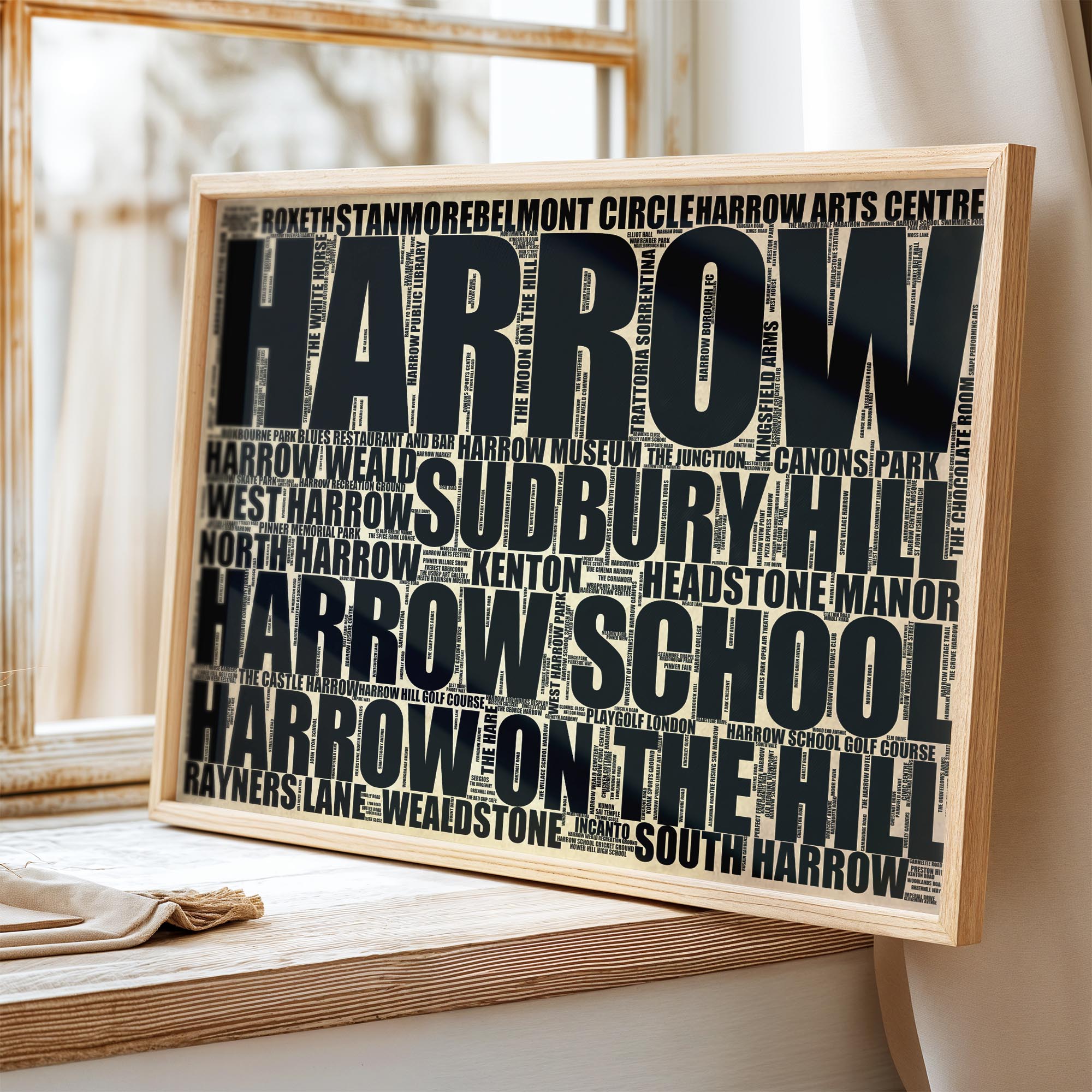 Harrow - Premium Typographic Word Cloud Prints, Posters & Gifts