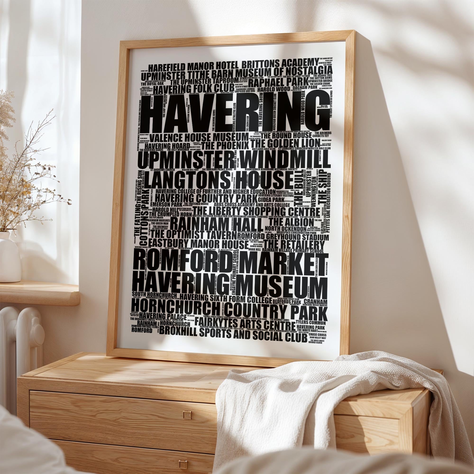 Havering - Premium Typographic Word Cloud Prints, Posters & Gifts