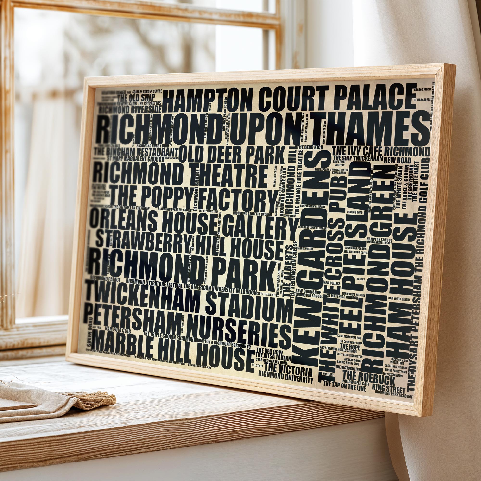 Richmond upon Thames - Premium Typographic Word Cloud Prints, Posters & Gifts