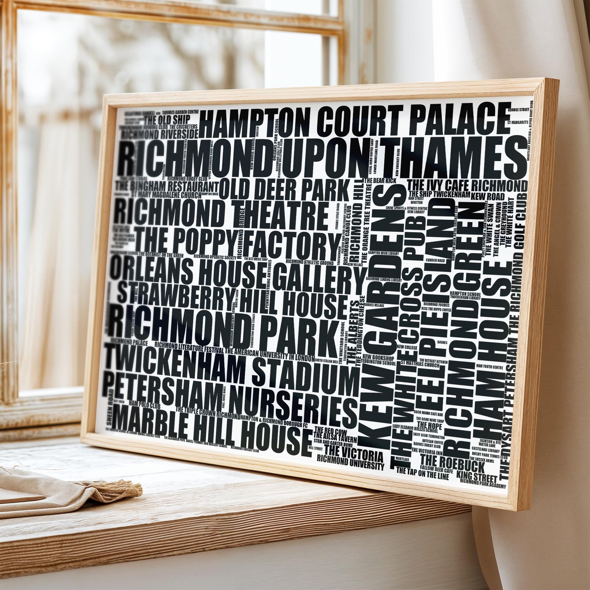 Richmond upon Thames - Premium Typographic Word Cloud Prints, Posters & Gifts