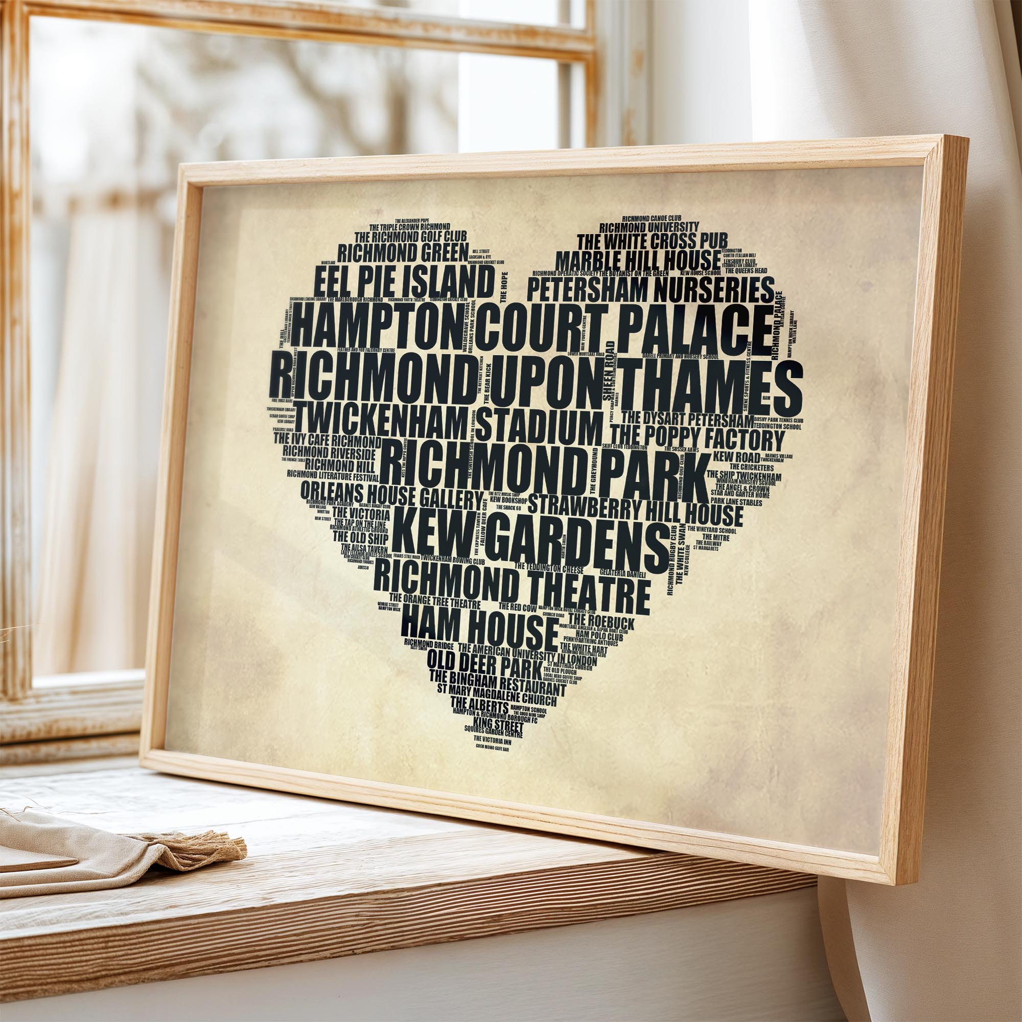 Richmond upon Thames - Premium Typographic Word Cloud Prints, Posters & Gifts