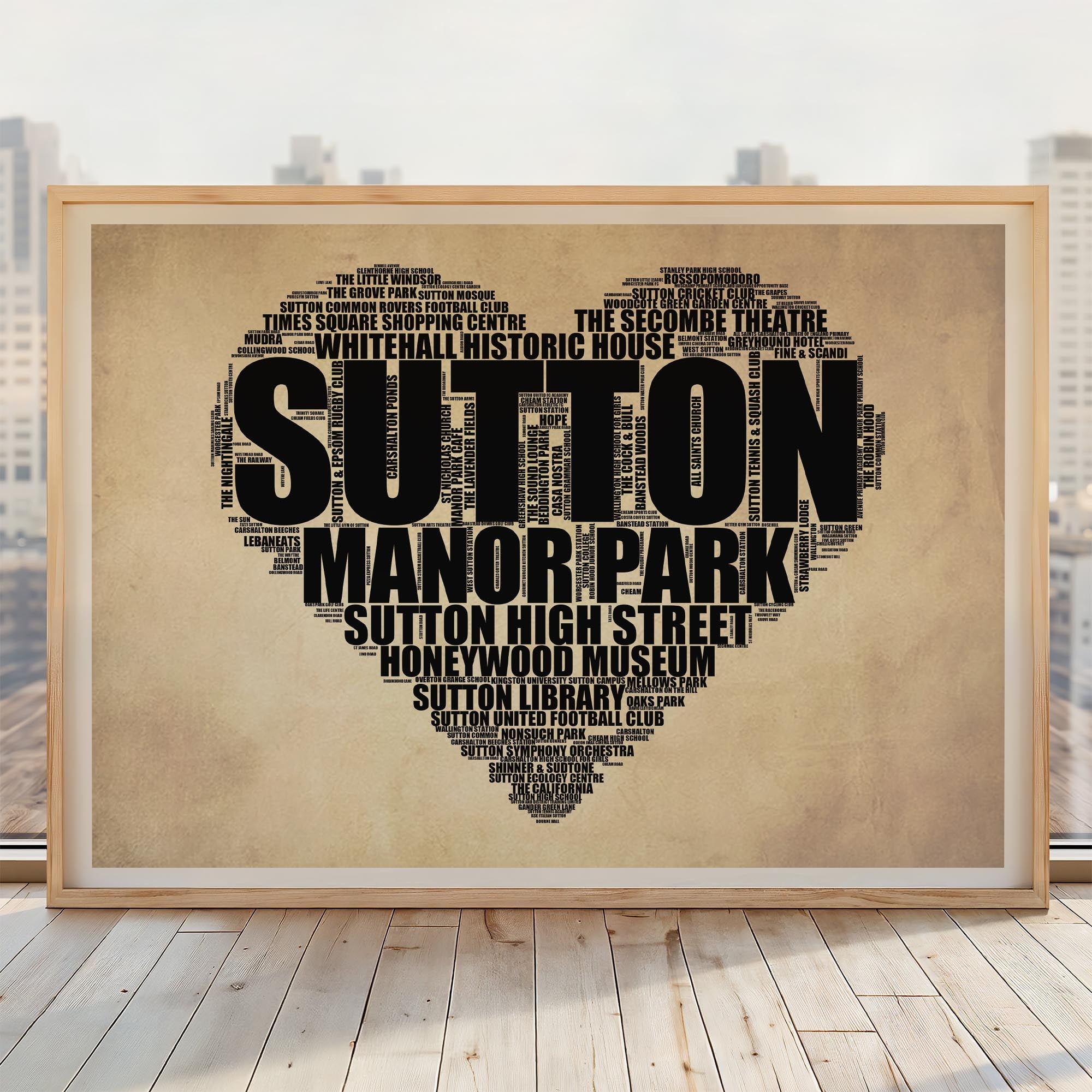 Sutton - Premium Typographic Word Cloud Prints, Posters & Gifts