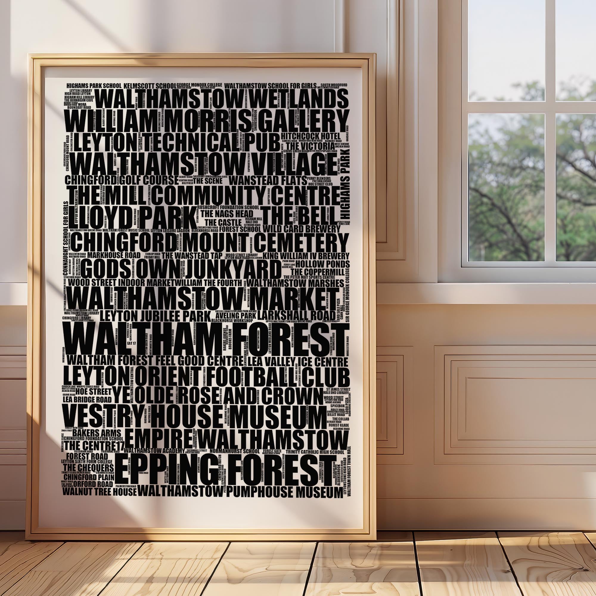 Waltham Forest - Premium Typographic Word Cloud Prints, Posters & Gifts