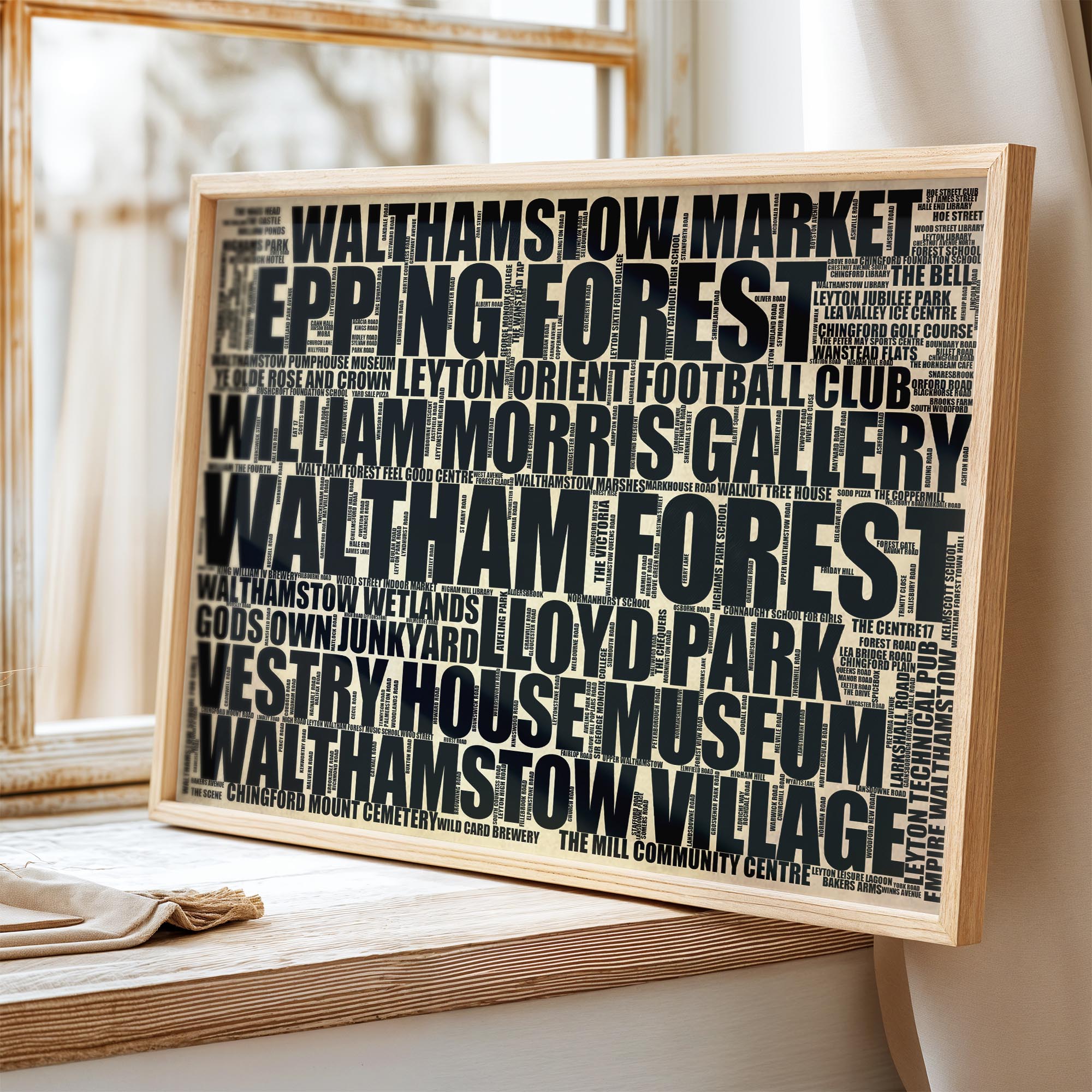 Waltham Forest - Premium Typographic Word Cloud Prints, Posters & Gifts