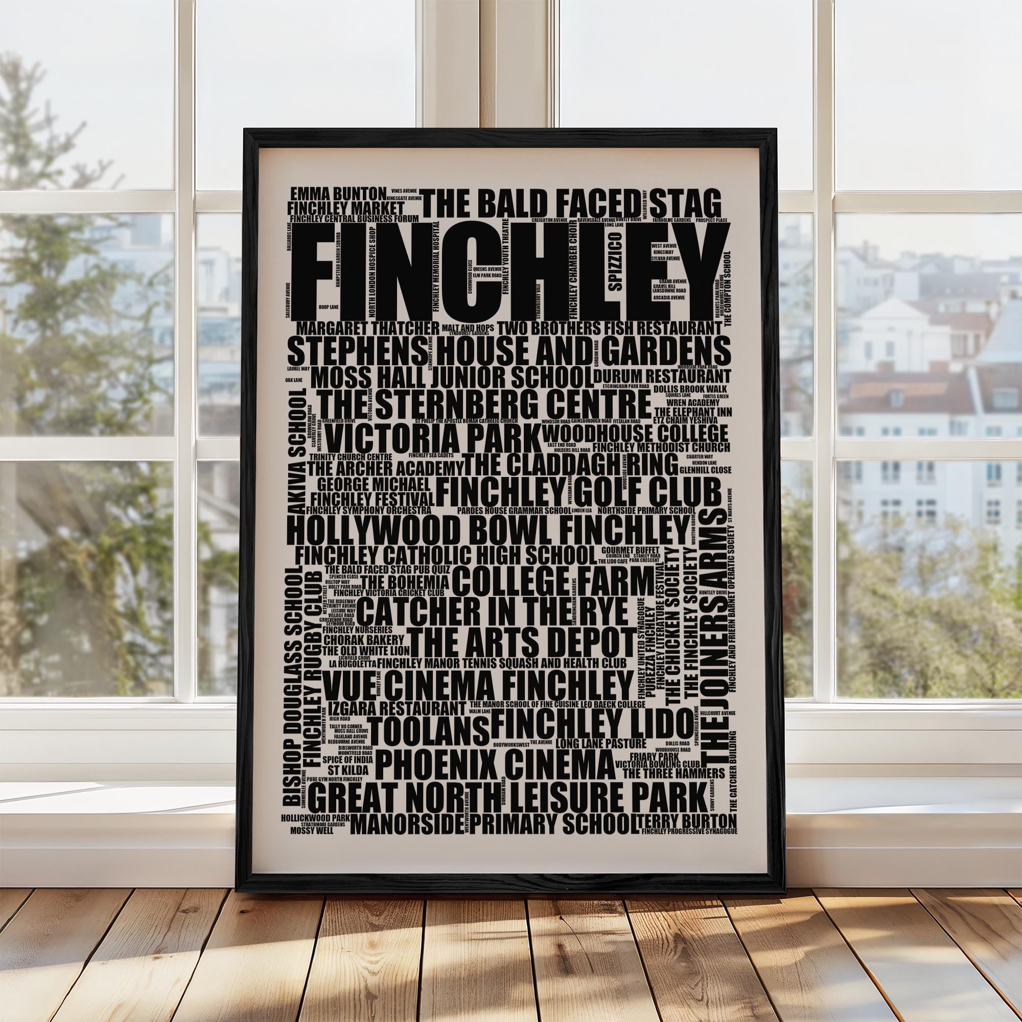 Finchley - Premium Typographic Word Cloud Prints, Posters & Gifts