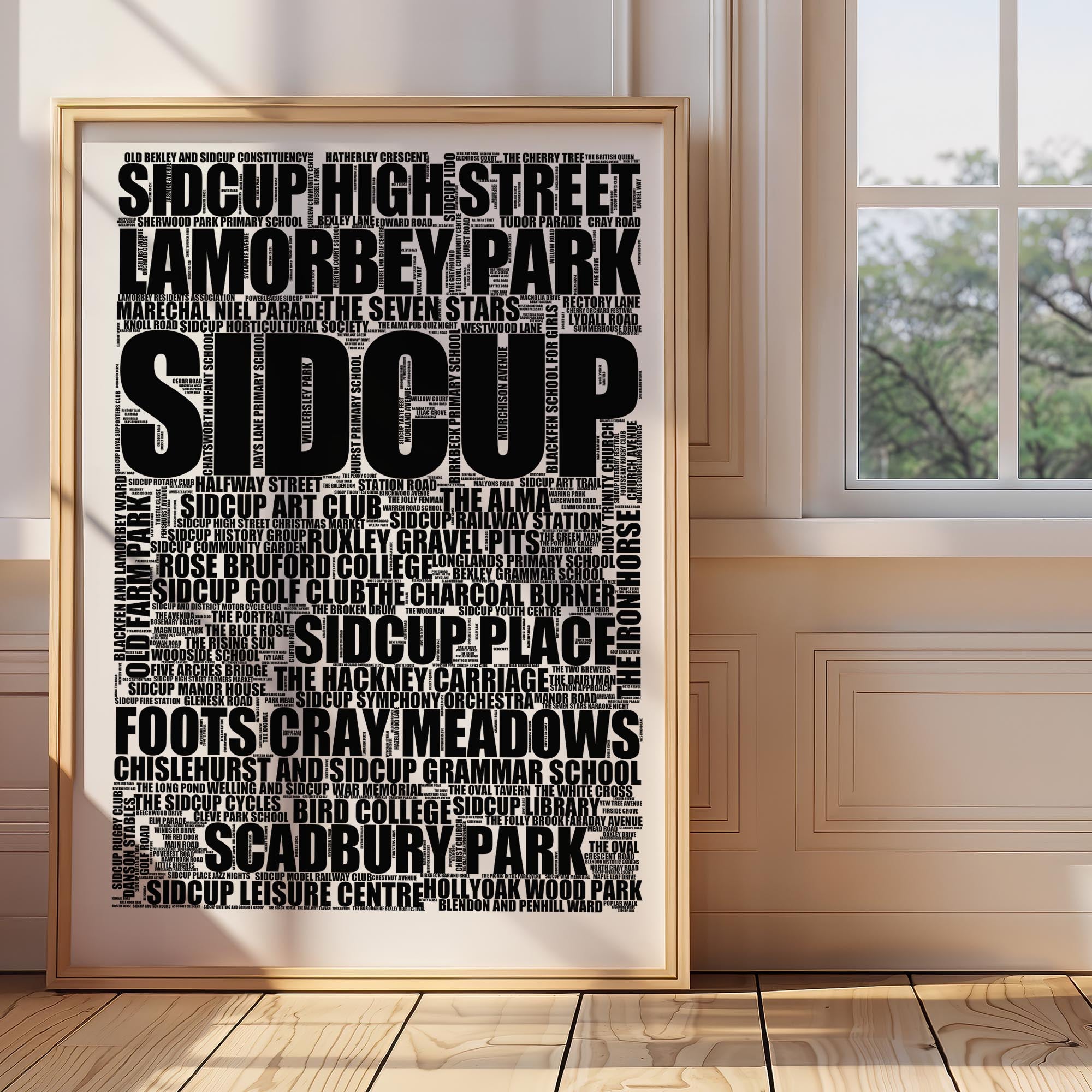 Sidcup - Premium Typographic Word Cloud Prints, Posters & Gifts