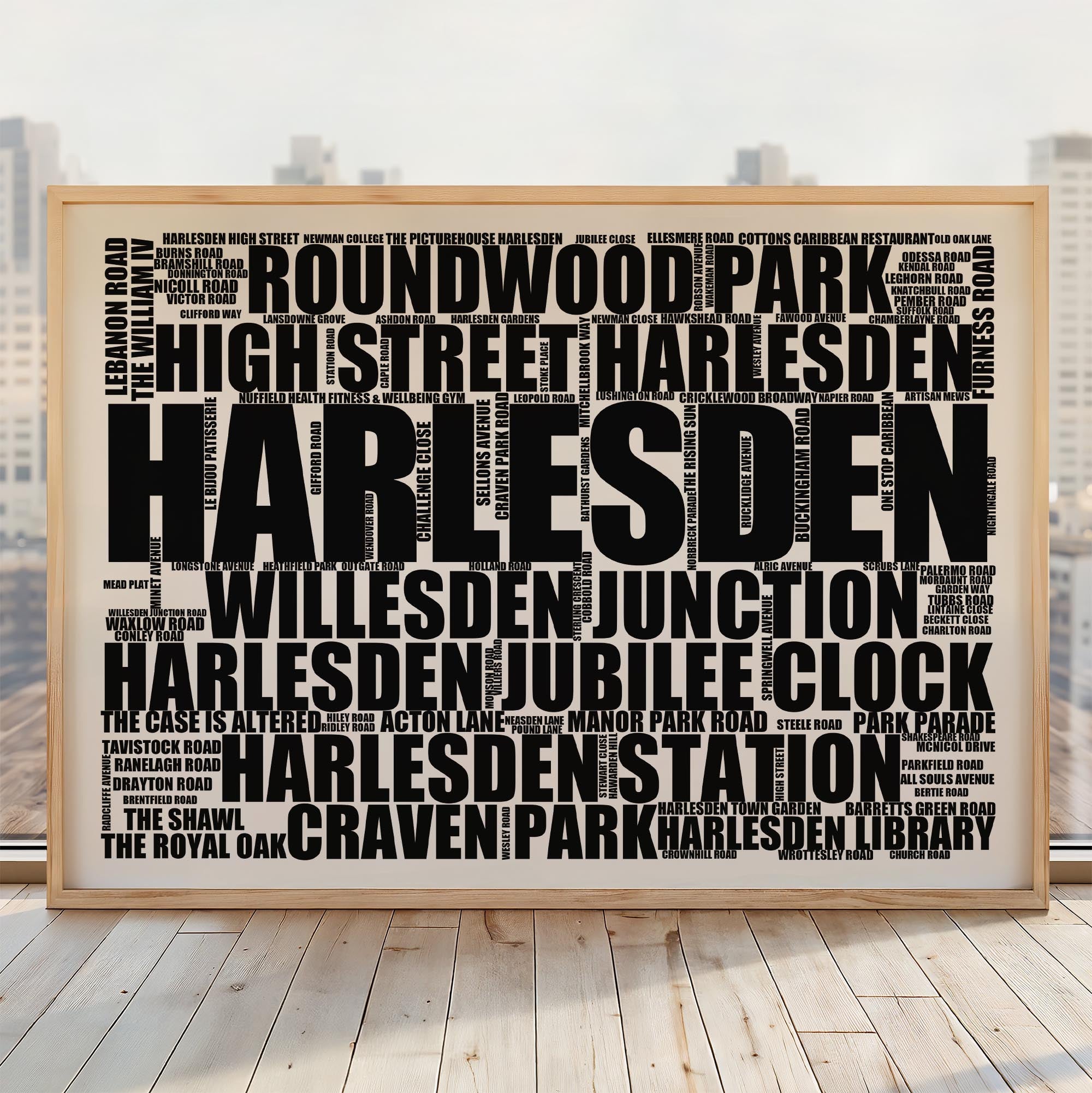 Harlesden - Premium Typographic Word Cloud Prints, Posters & Gifts