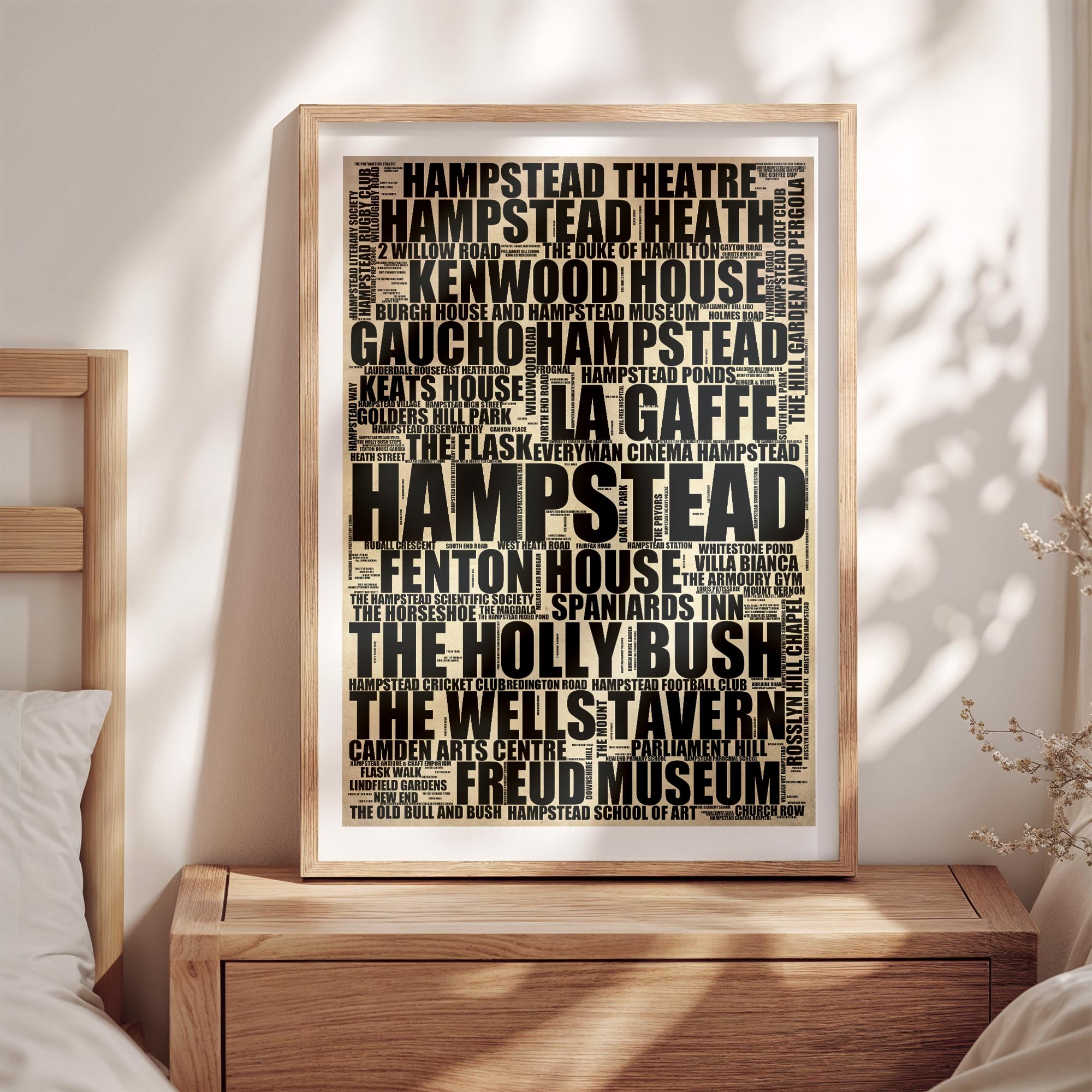 Hampstead - Premium Typographic Word Cloud Prints, Posters & Gifts