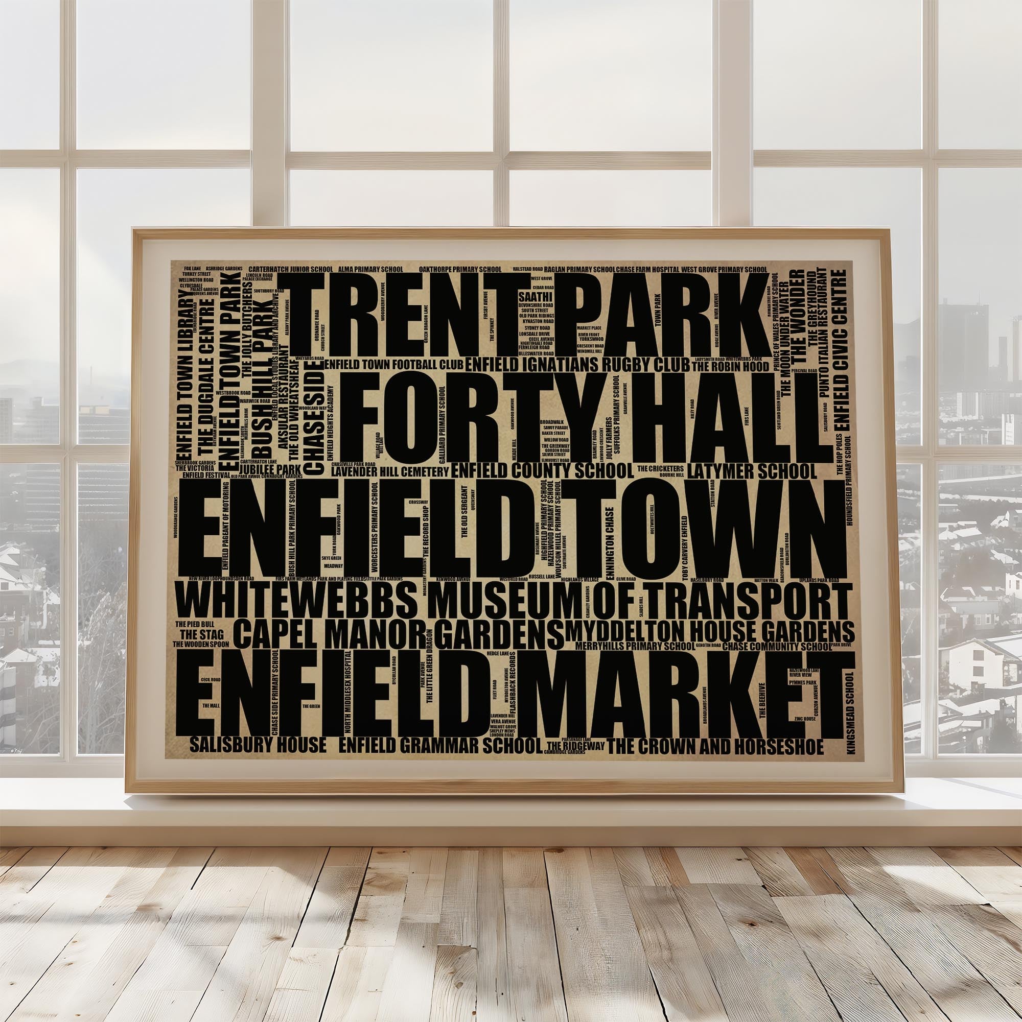 Enfield Town - Premium Typographic Word Cloud Prints, Posters & Gifts