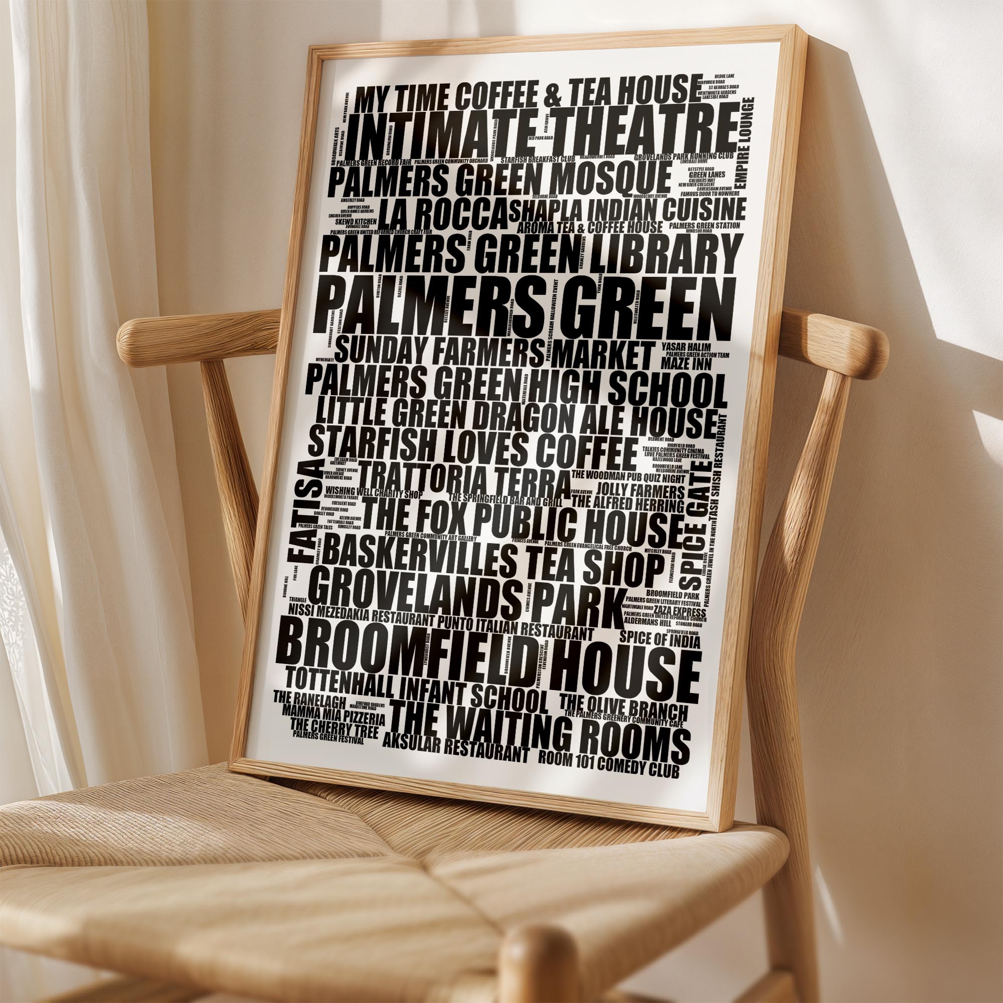 Palmers Green - Premium Typographic Word Cloud Prints, Posters & Gifts