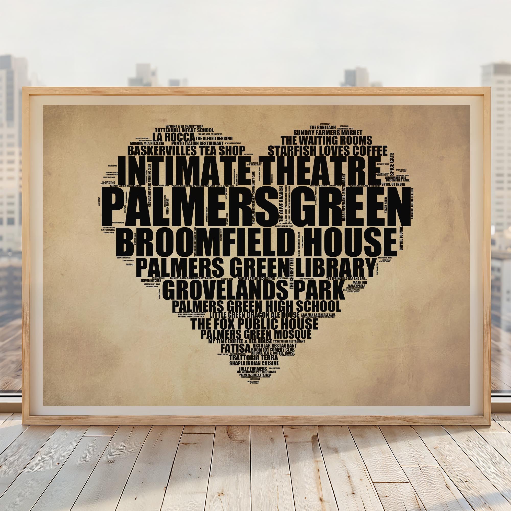 Palmers Green - Premium Typographic Word Cloud Prints, Posters & Gifts