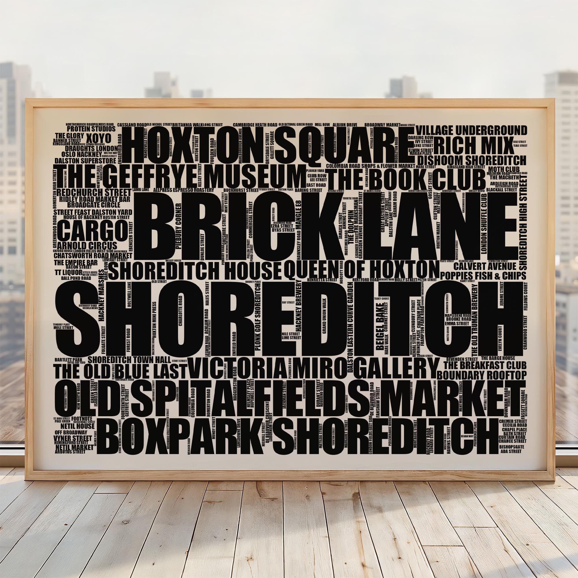 Shoreditch - Premium Typographic Word Cloud Prints, Posters & Gifts
