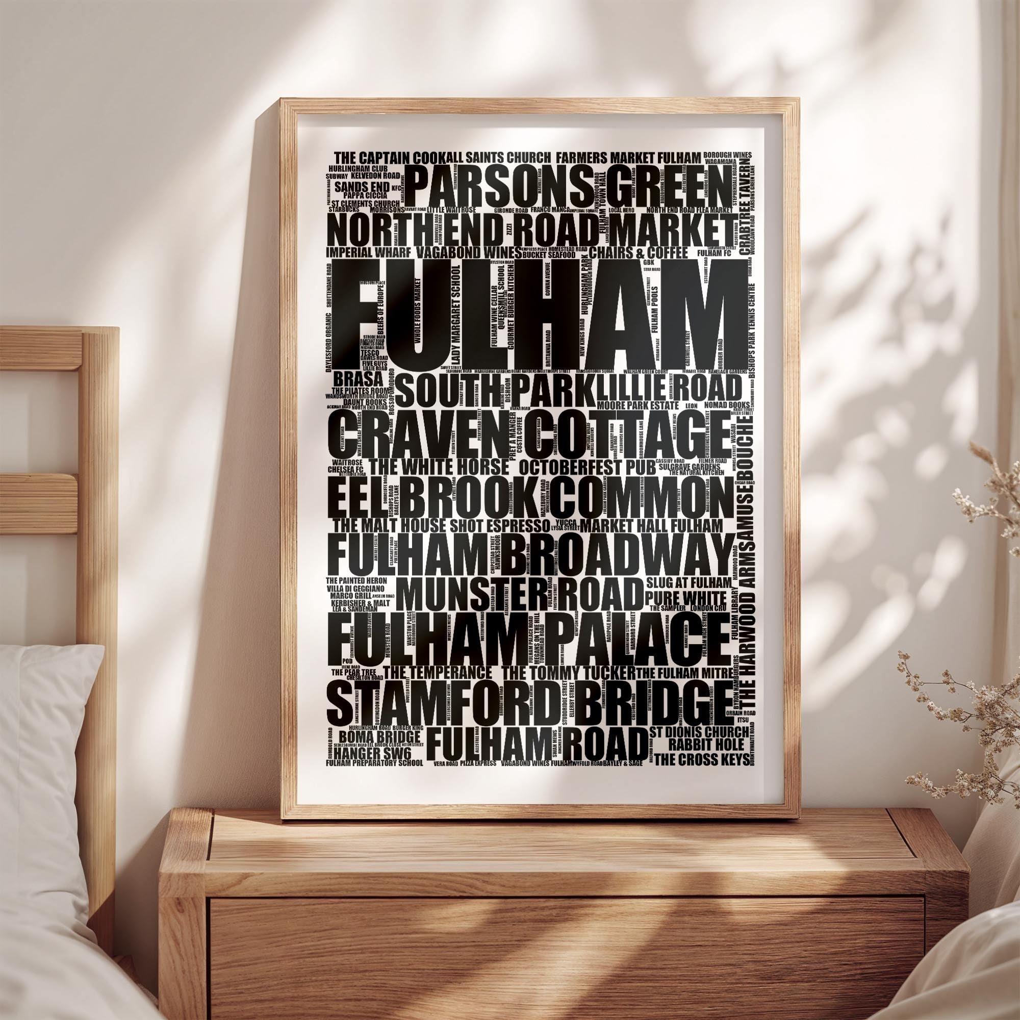 Fulham - Premium Typographic Word Cloud Prints, Posters & Gifts