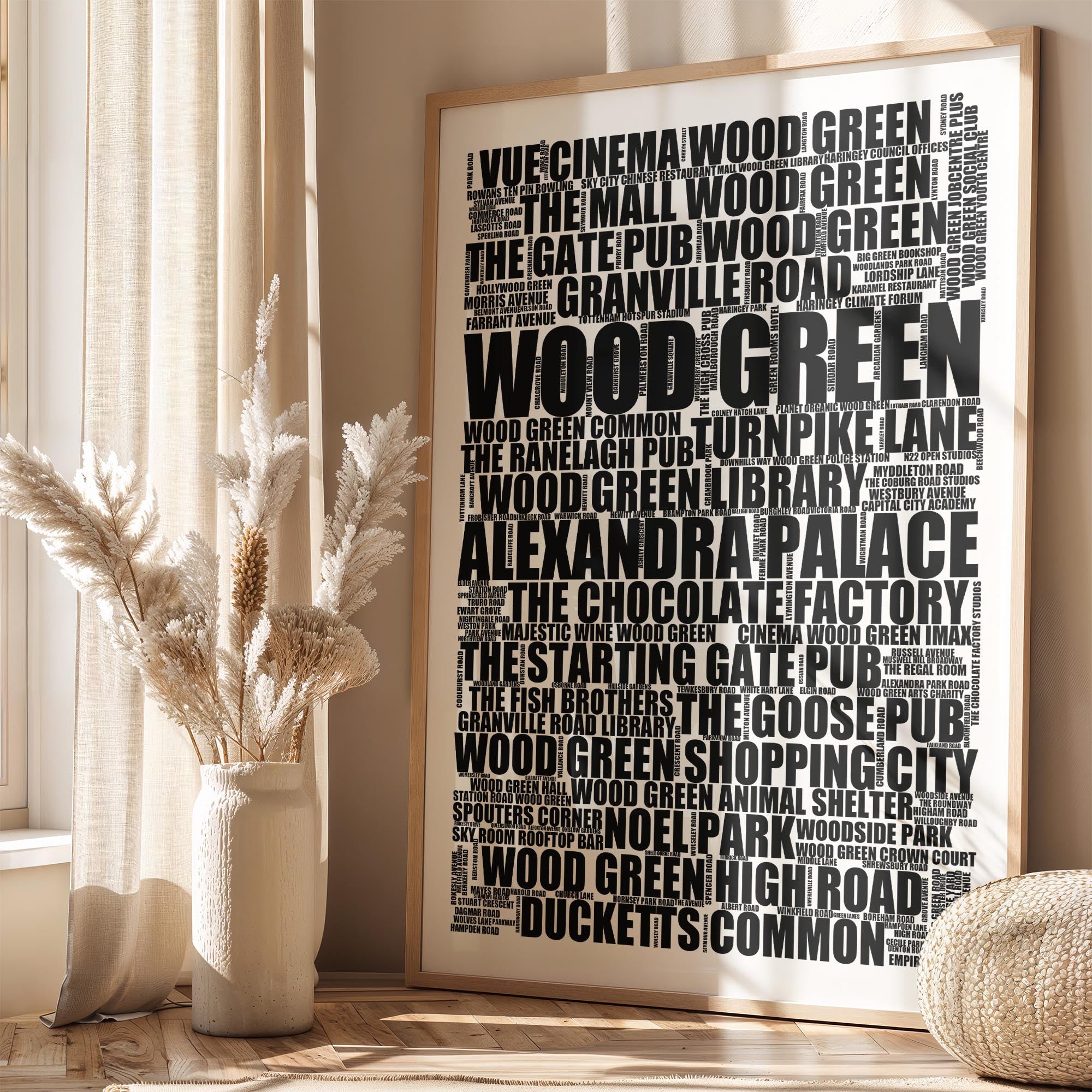 Wood Green - Premium Typographic Word Cloud Prints, Posters & Gifts