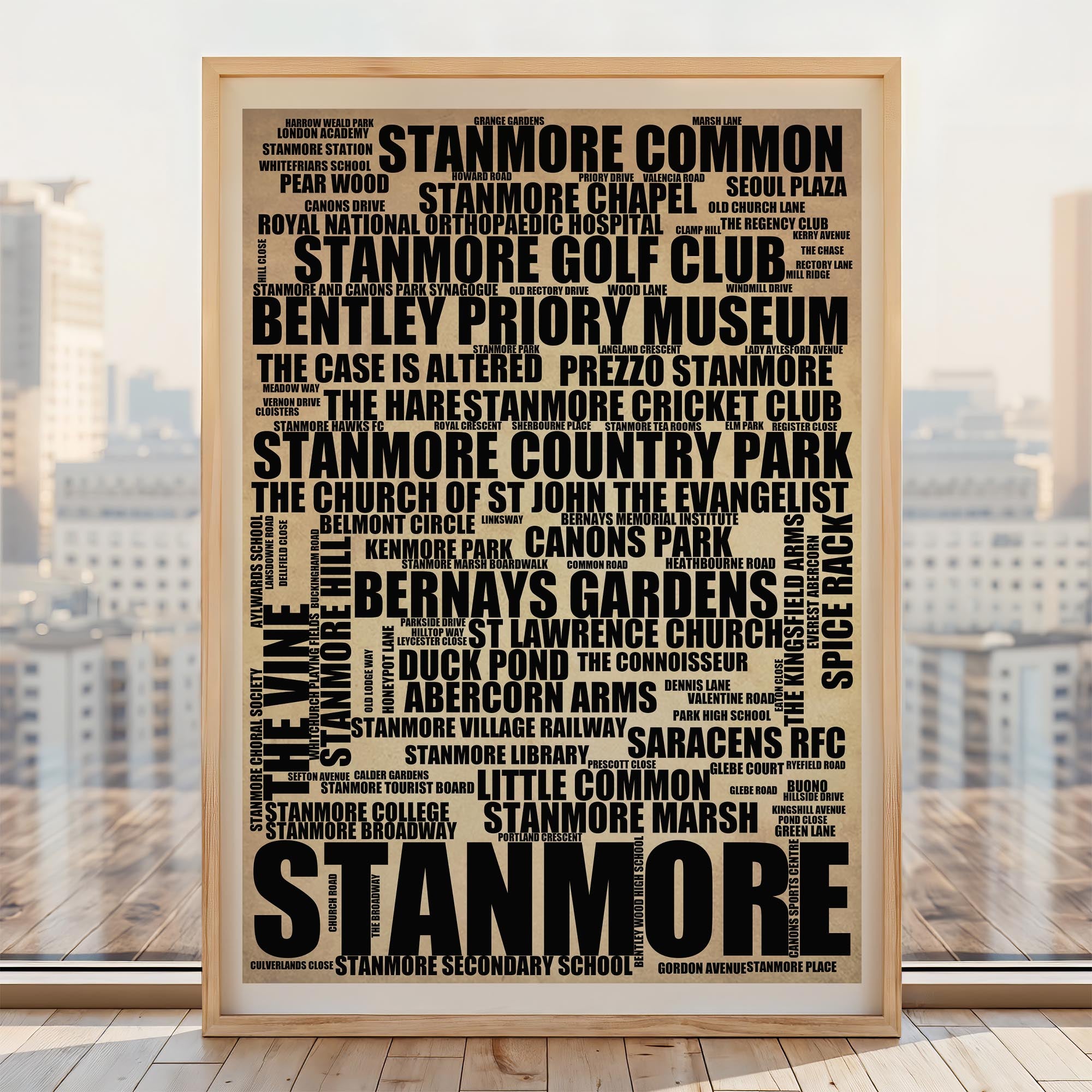 Stanmore - Premium Typographic Word Cloud Prints, Posters & Gifts