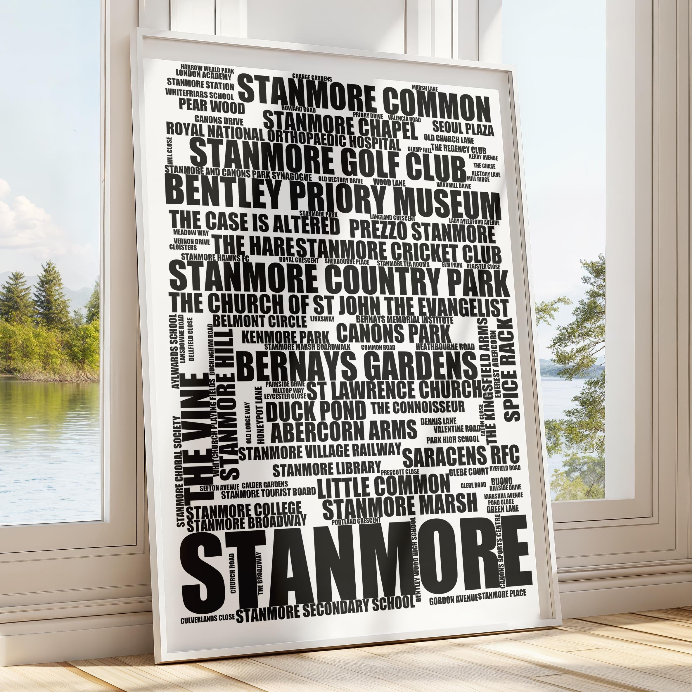 Stanmore - Premium Typographic Word Cloud Prints, Posters & Gifts