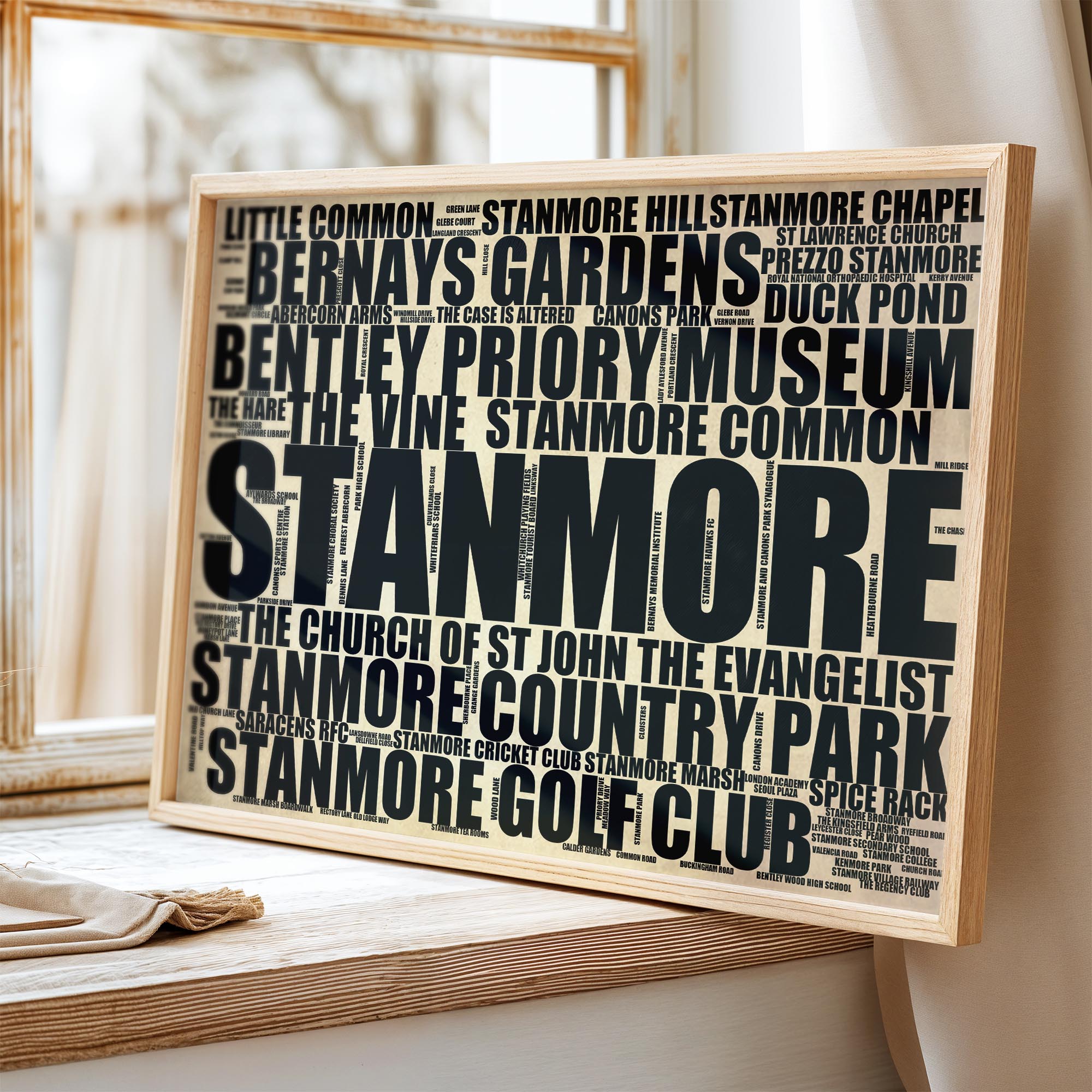 Stanmore - Premium Typographic Word Cloud Prints, Posters & Gifts