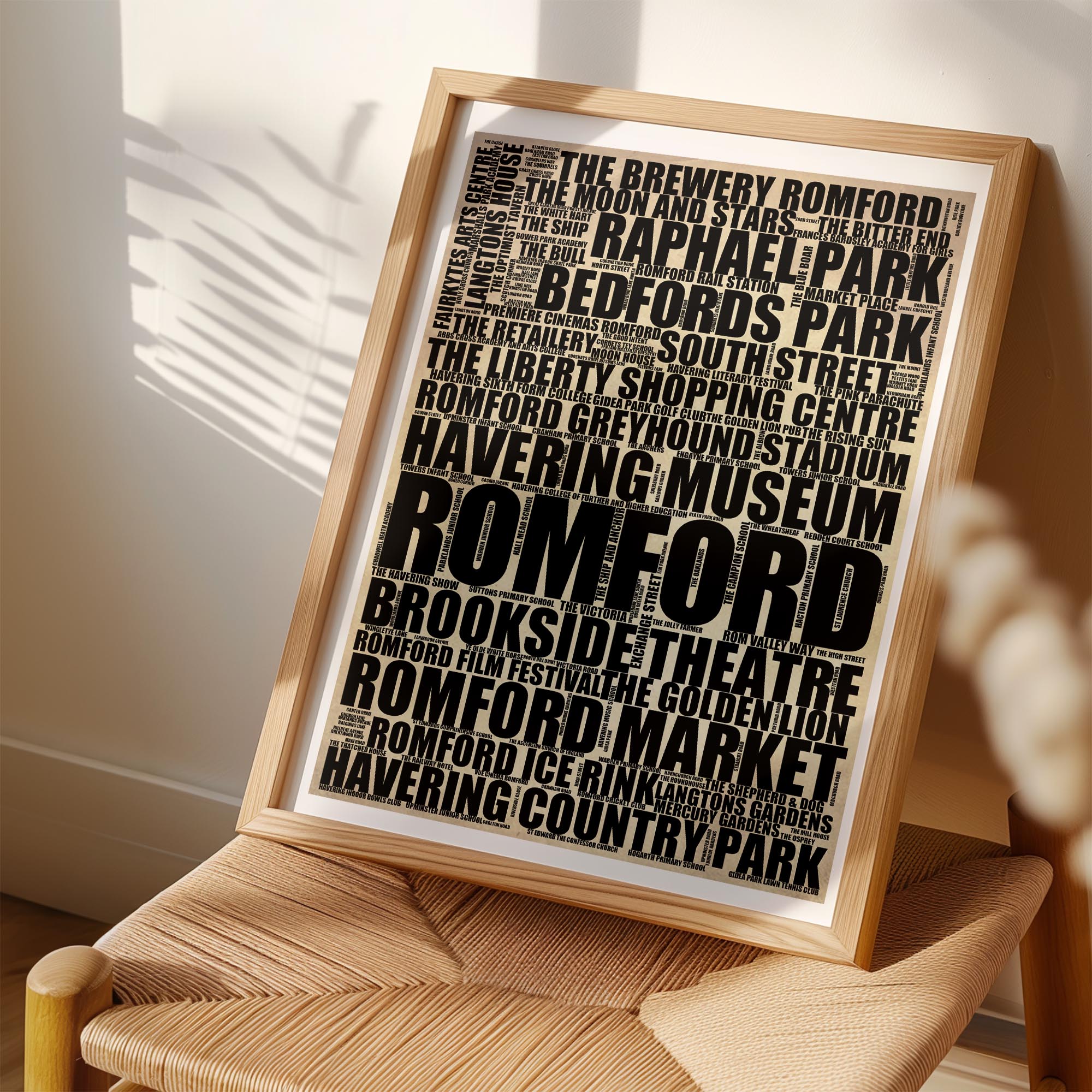 Romford - Premium Typographic Word Cloud Prints, Posters & Gifts