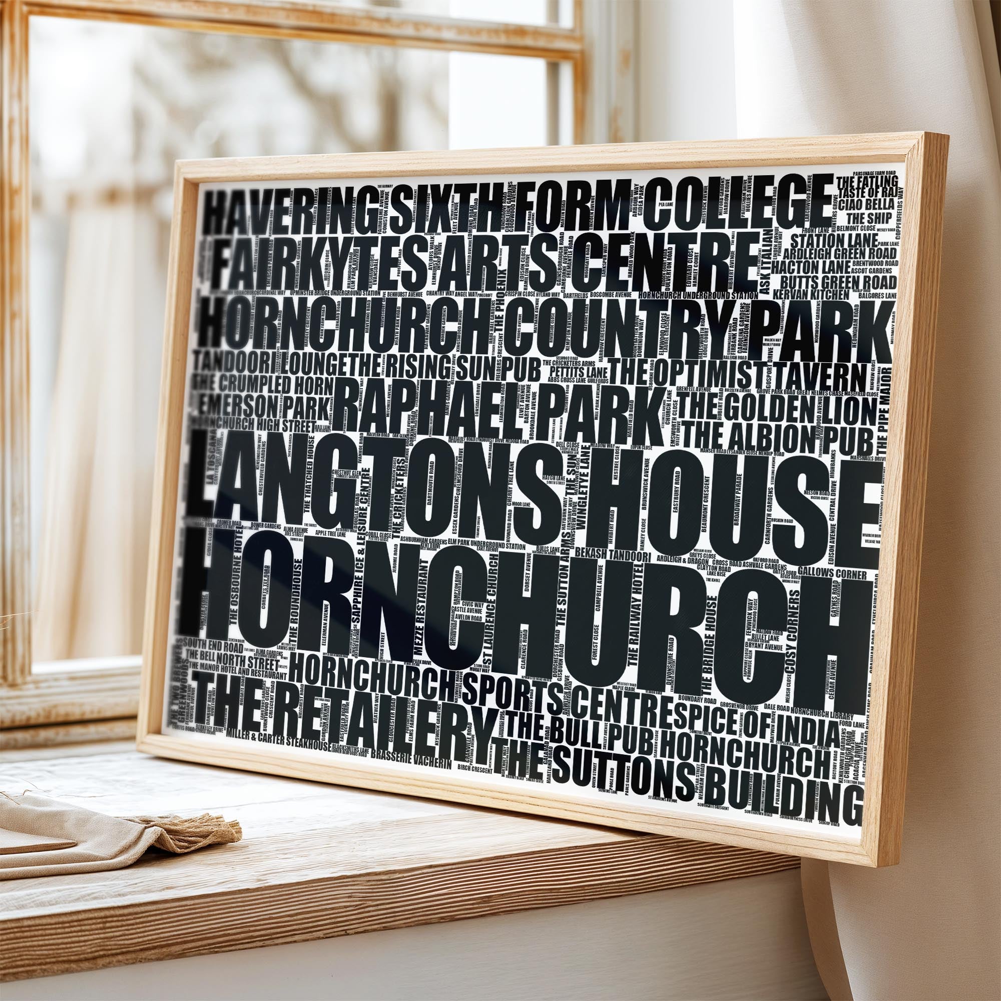 Hornchurch - Premium Typographic Word Cloud Prints, Posters & Gifts