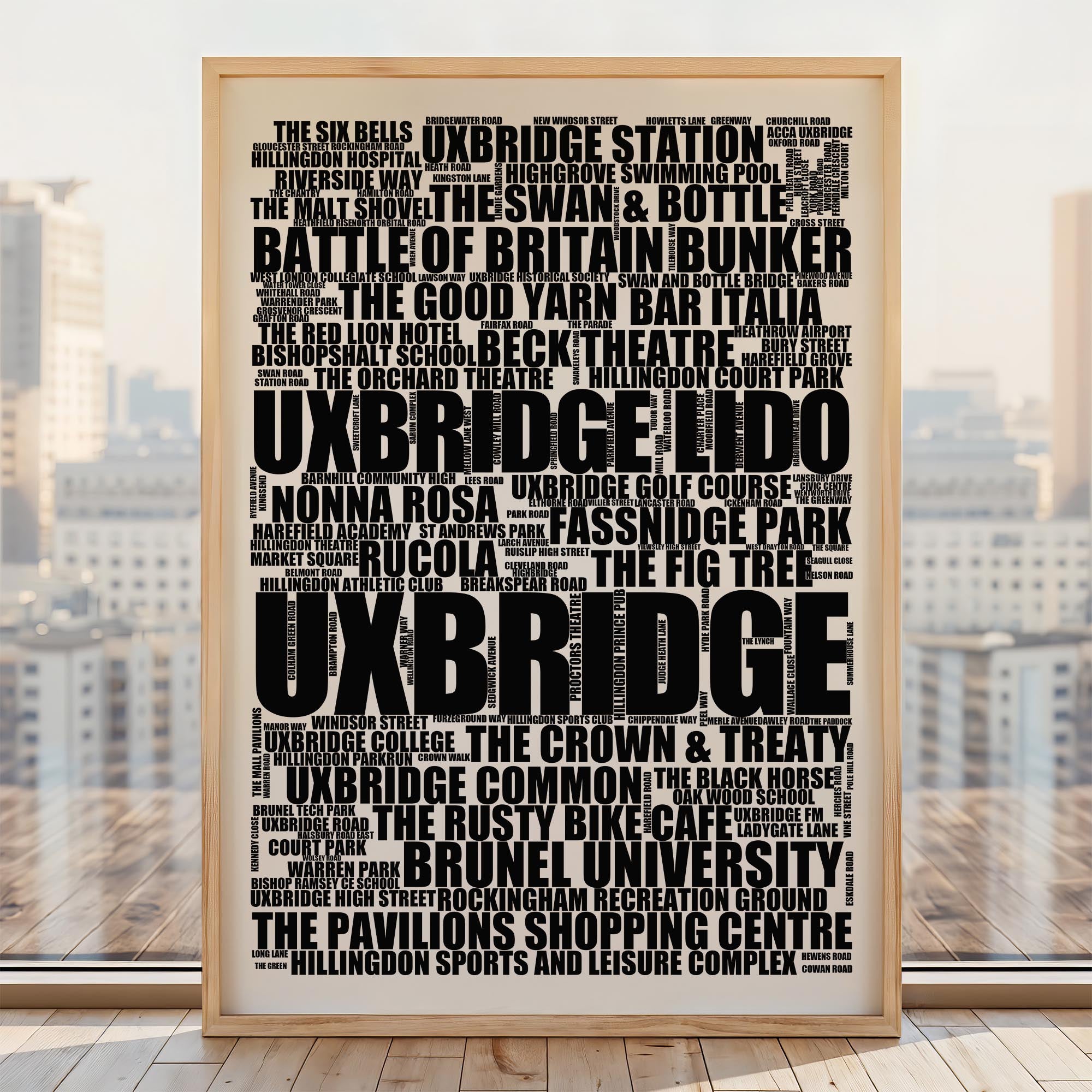 Uxbridge - Premium Typographic Word Cloud Prints, Posters & Gifts