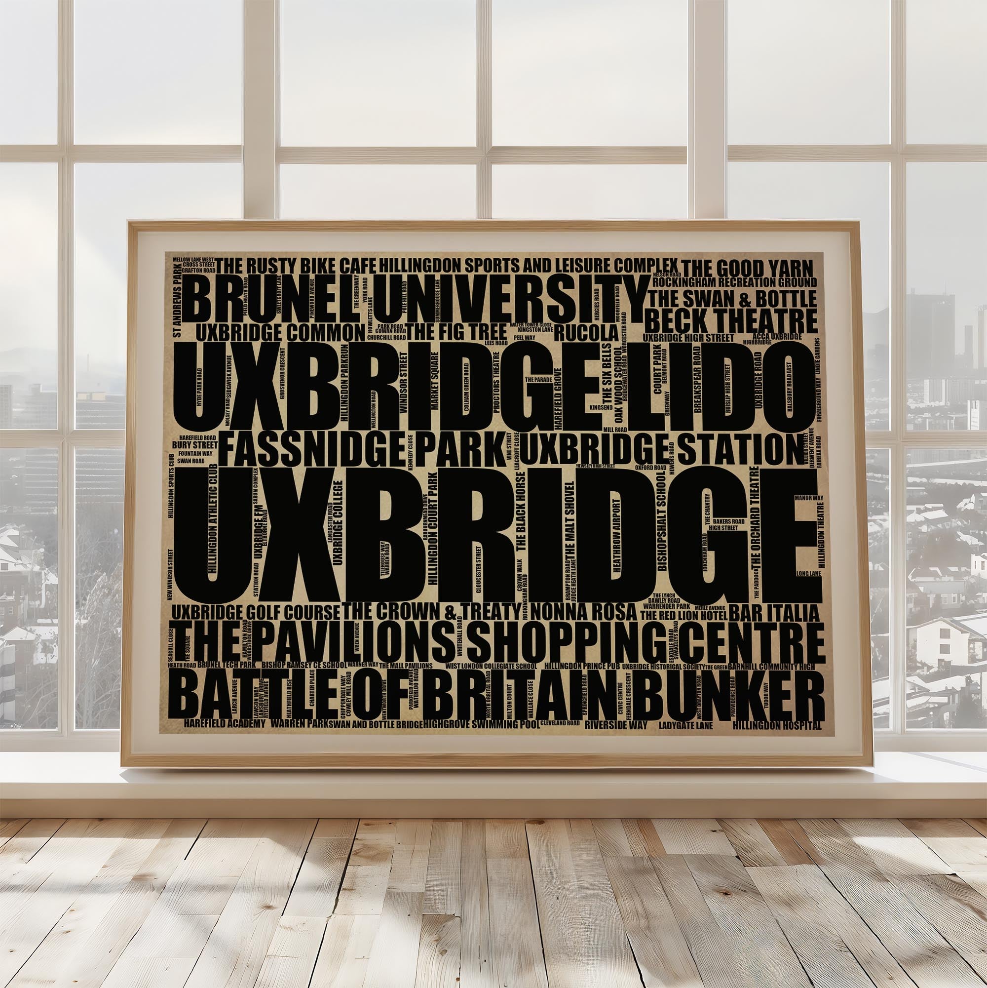 Uxbridge - Premium Typographic Word Cloud Prints, Posters & Gifts