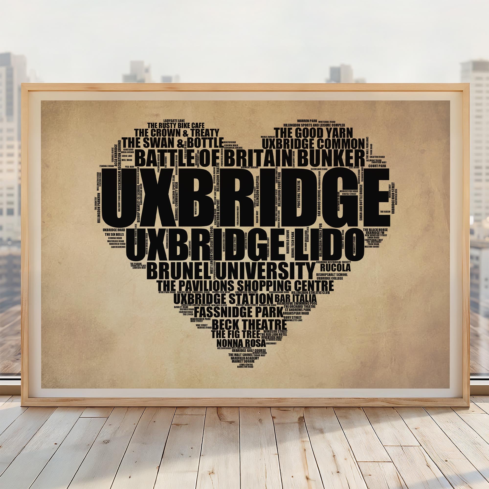 Uxbridge - Premium Typographic Word Cloud Prints, Posters & Gifts