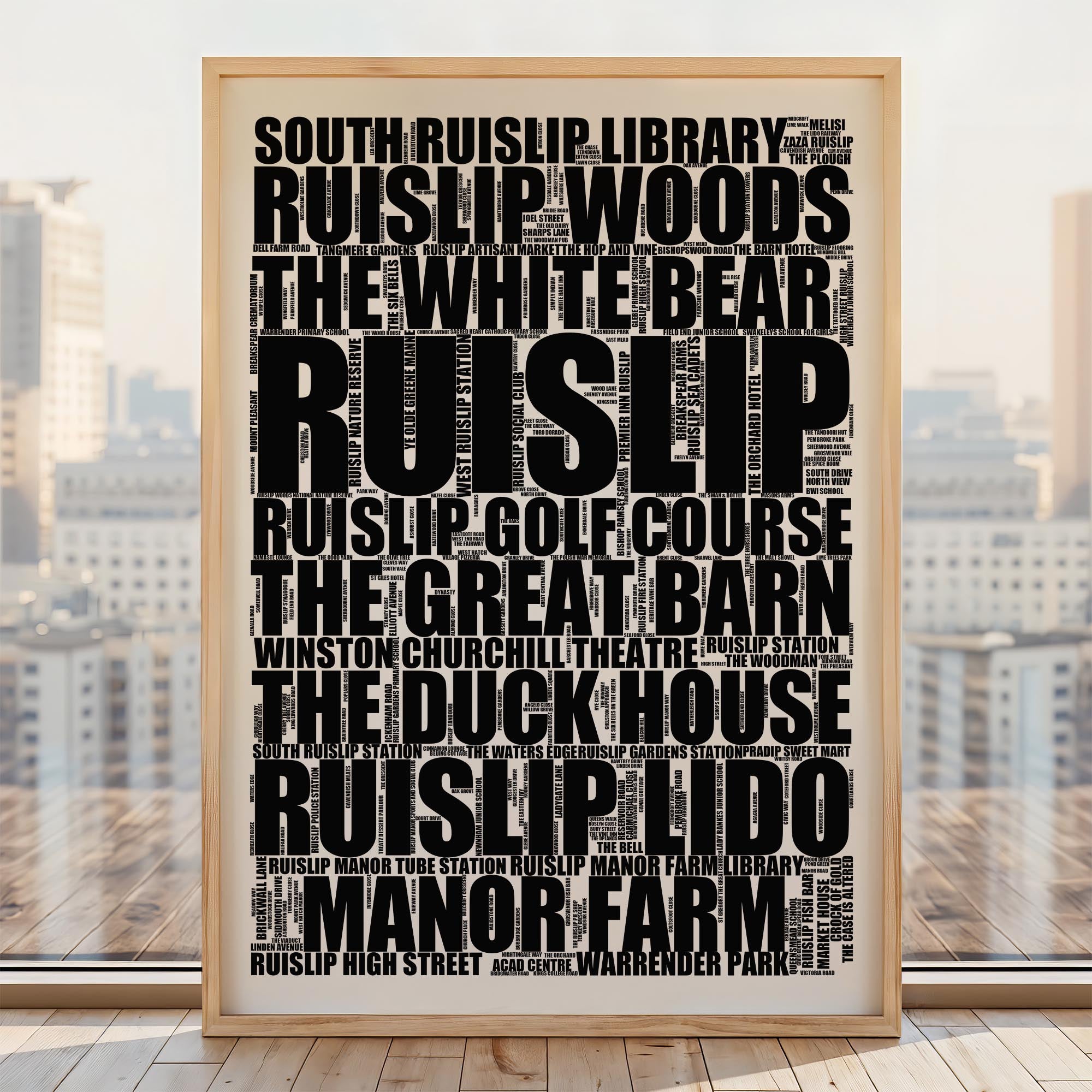 Ruislip - Premium Typographic Word Cloud Prints, Posters & Gifts