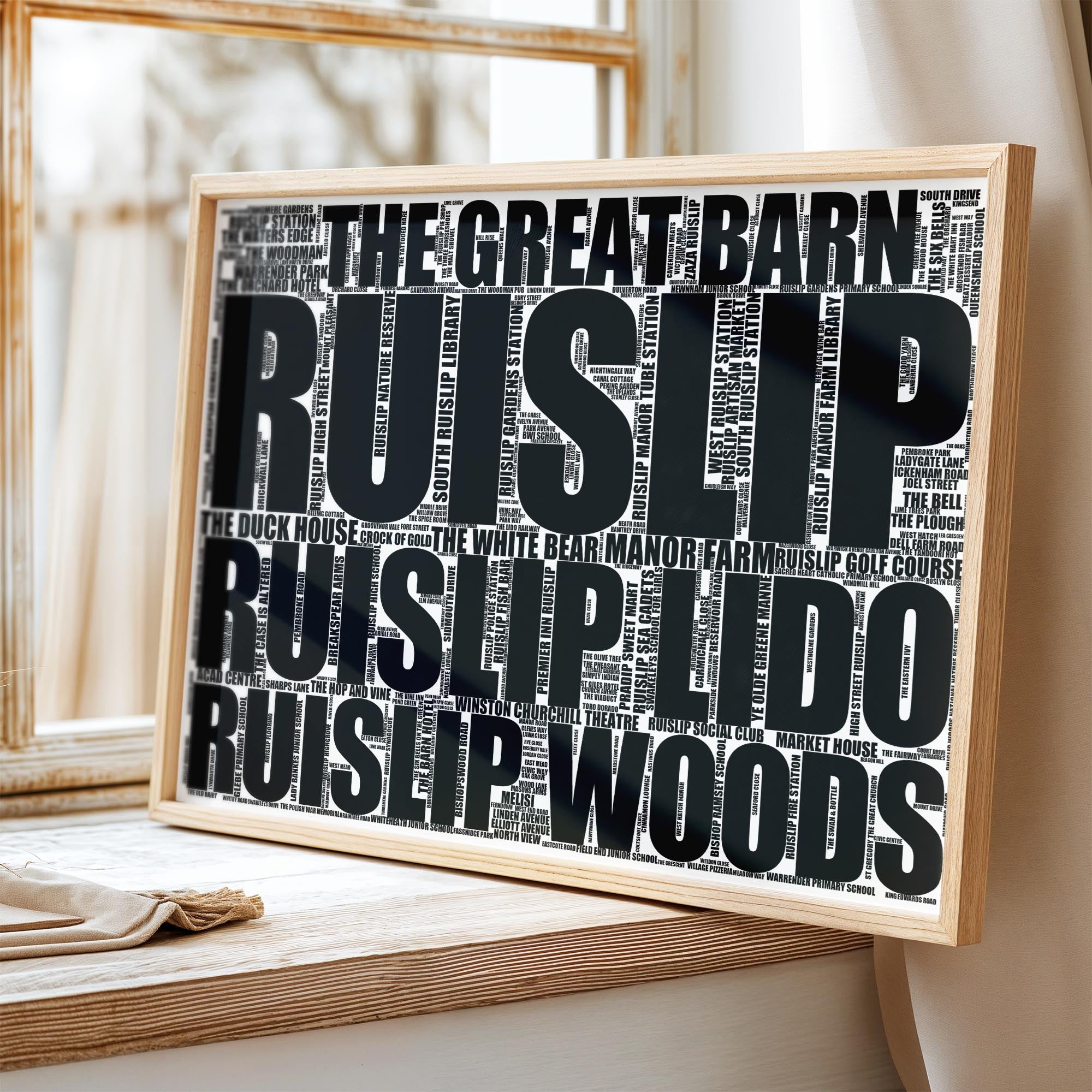 Ruislip - Premium Typographic Word Cloud Prints, Posters & Gifts